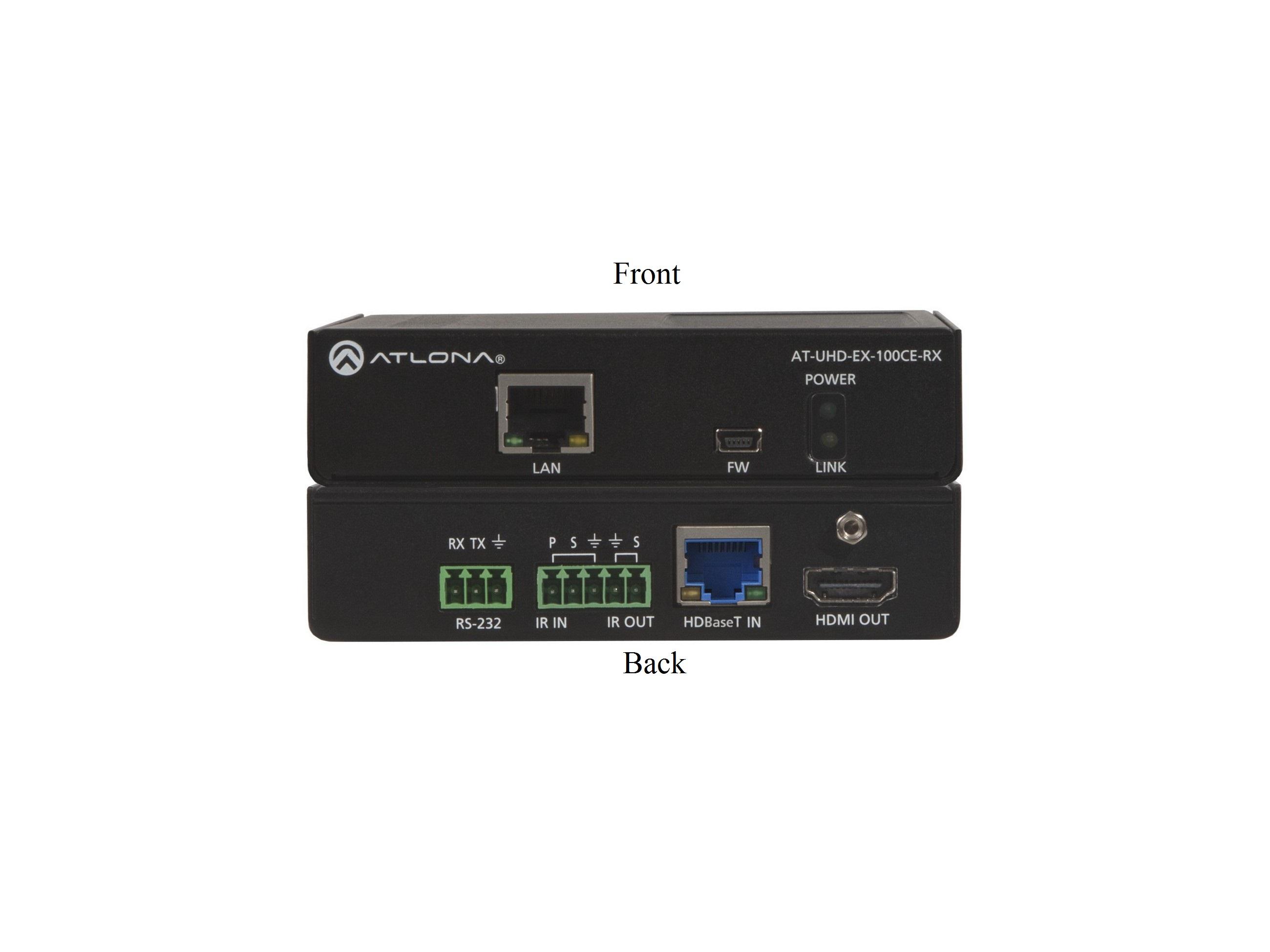 AT-UHD-EX-100CE-RX 4K/UHD HDMI/HDBaseT Extender (Receiver) NET/PoE by Atlona