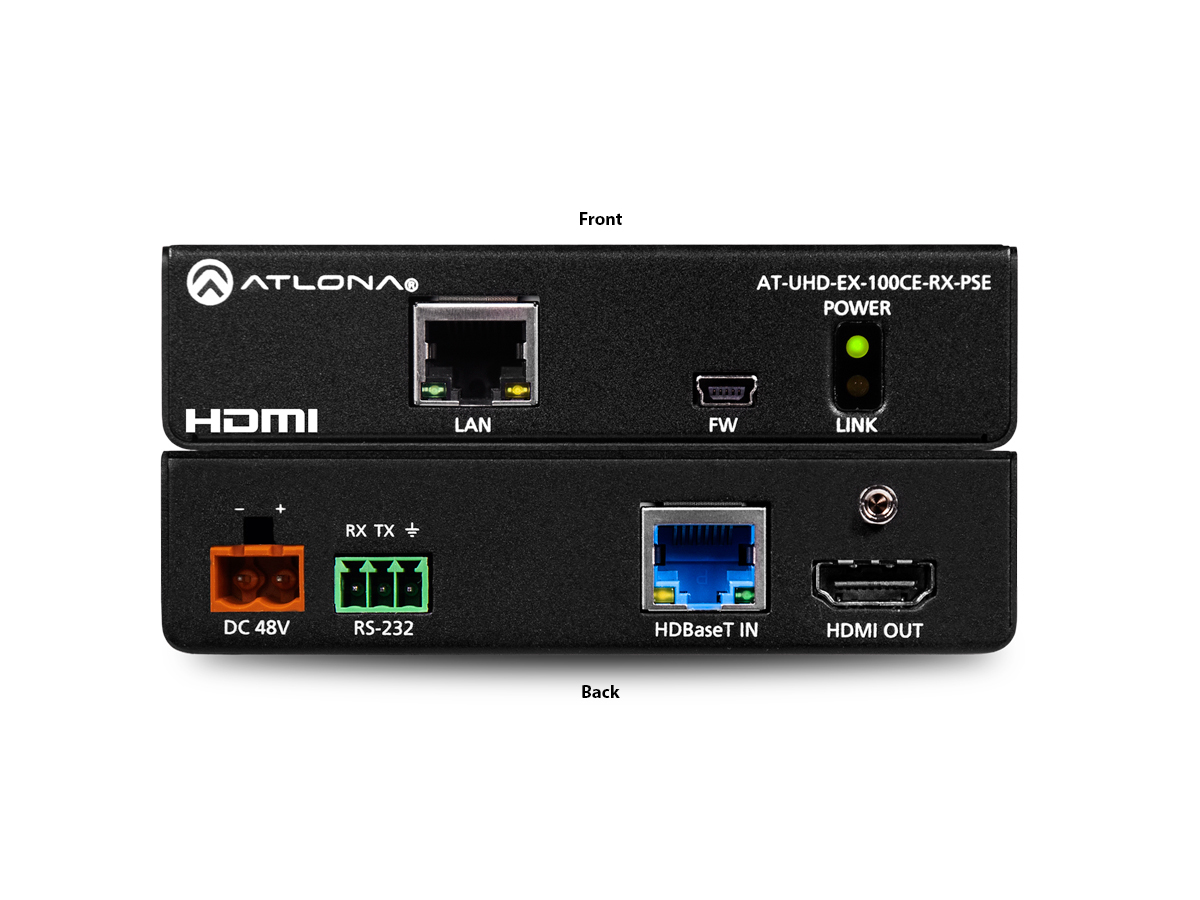AT-UHD-EX-100CE-RX-PSE 4K/UHD HDMI HDBaseT Extender (Receiver) Power Sourcing by Atlona