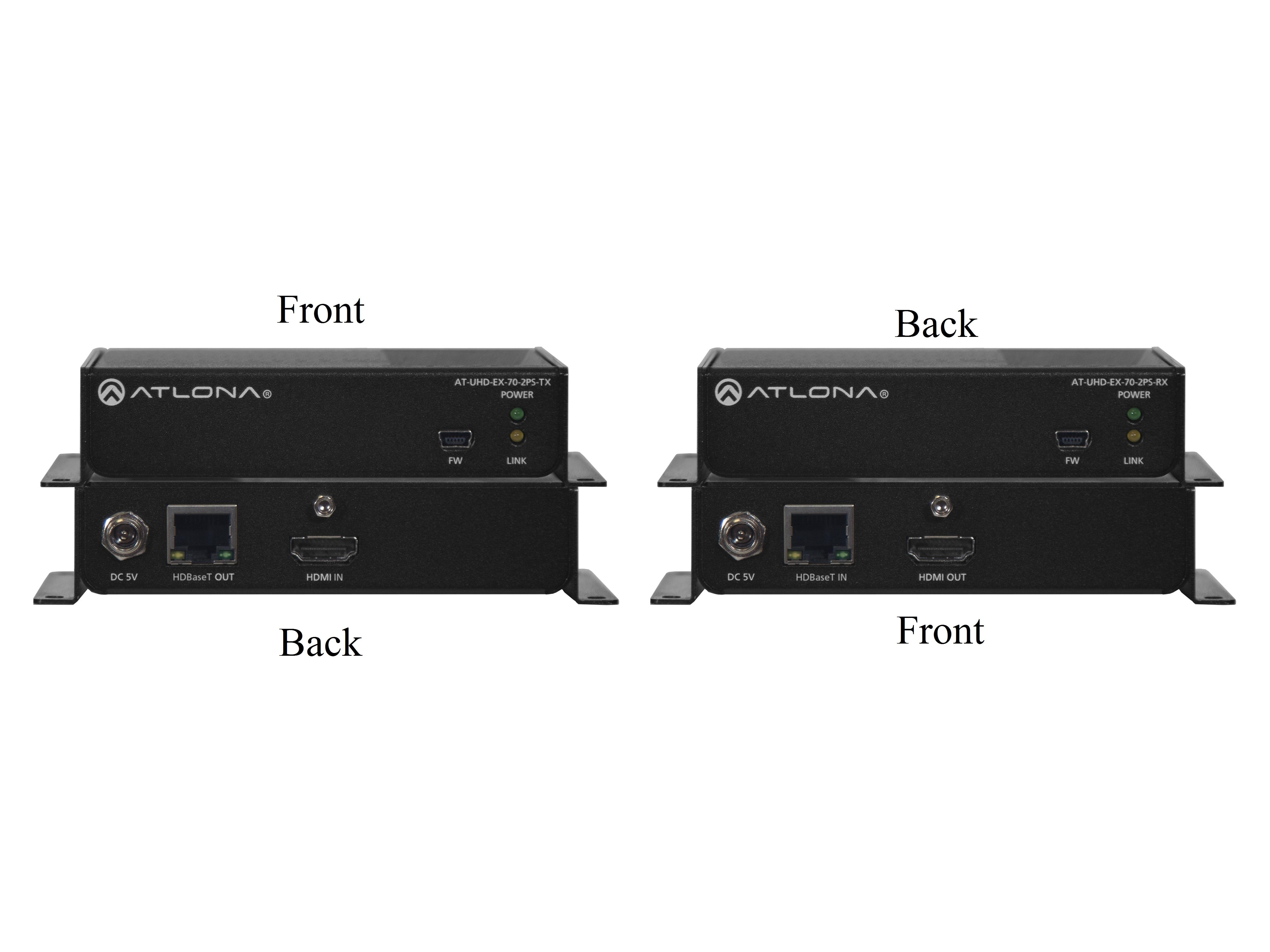 AT-UHD-EX-70-2PS-B 4K/UHD HDMI Over HDBaseT Extender(Receiver/Transmitter) Kit by Atlona