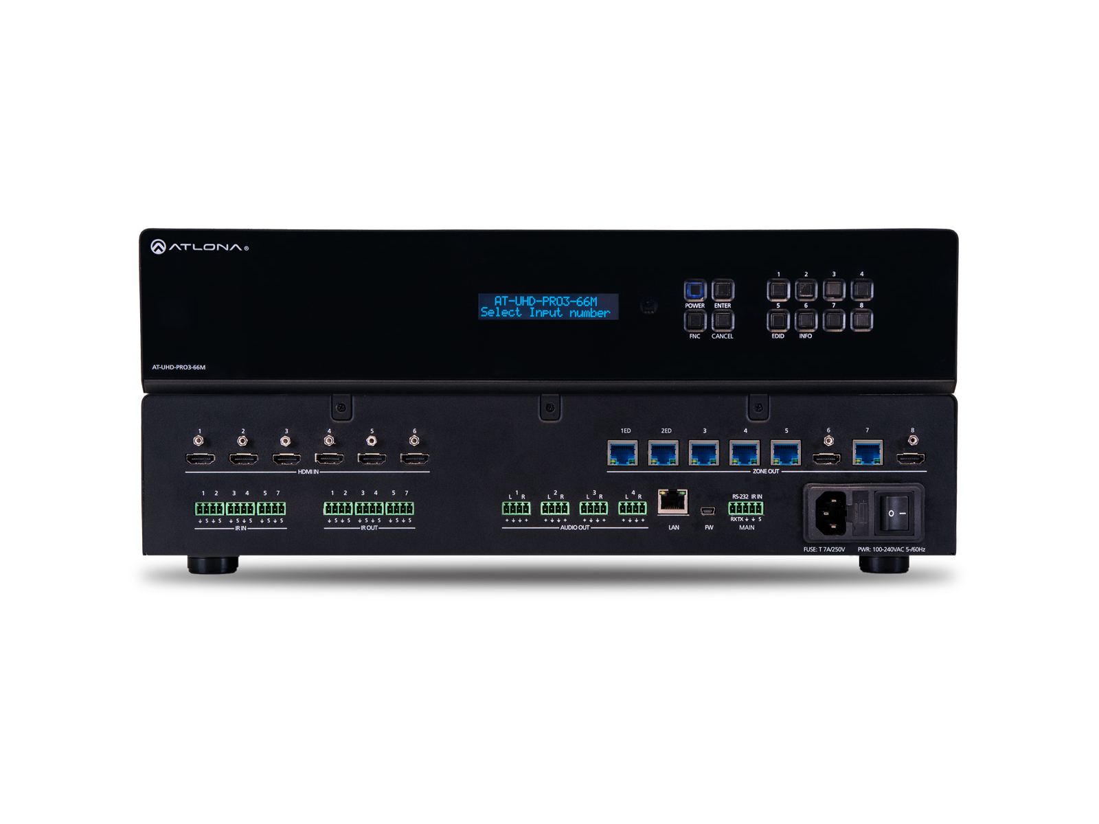 AT-UHD-PRO3-66M 4K/UHD Dual-Distance 6x6 HDMI to HDBaseT Matrix Switcher with PoE by Atlona