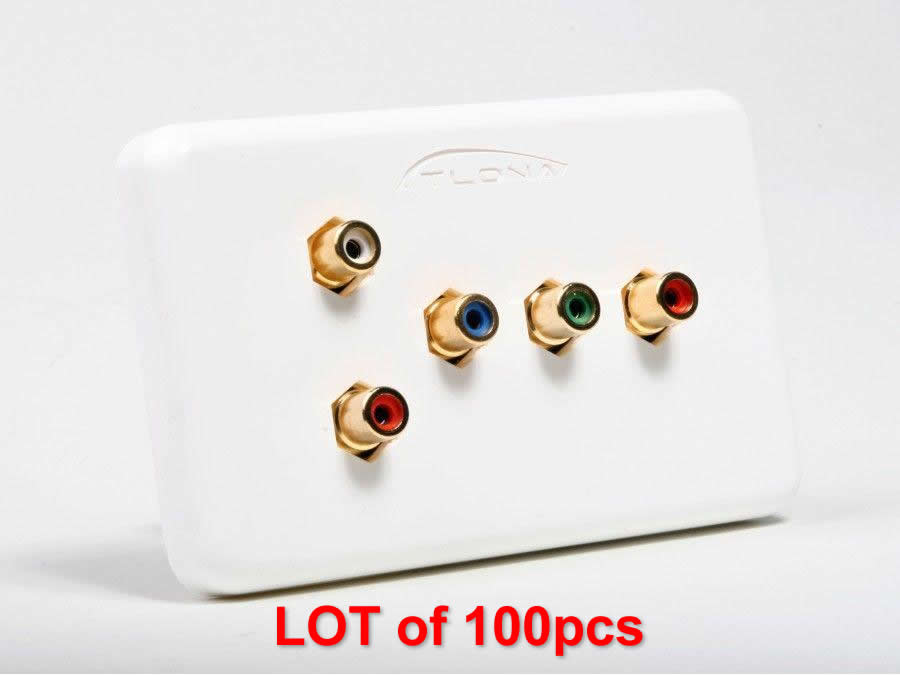 AT80COMP5_L100 (5-Rca) Component Video Wall Plate With Analog Audio LOT of 100pcs by Atlona