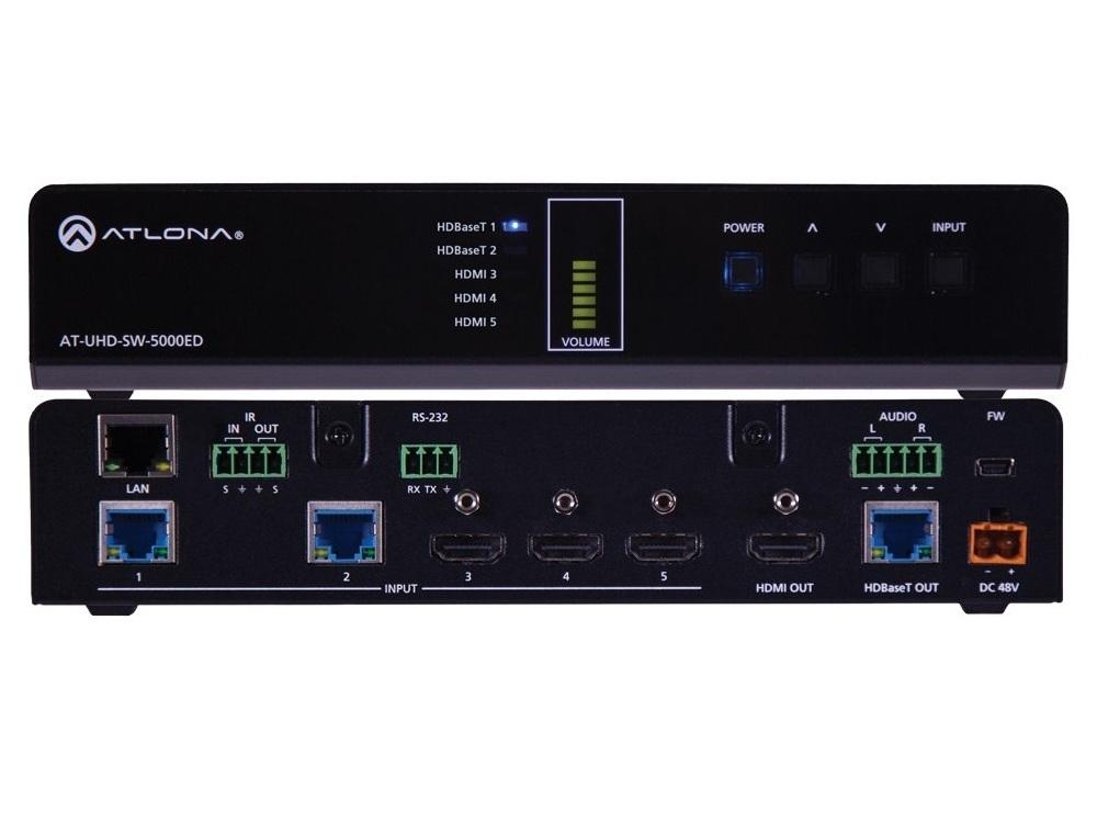AT-UHD-SW-5000ED 4K/UHD 5x2 HDMI/HDBaseT Switcher w HDMI/HDBaseT Out by Atlona