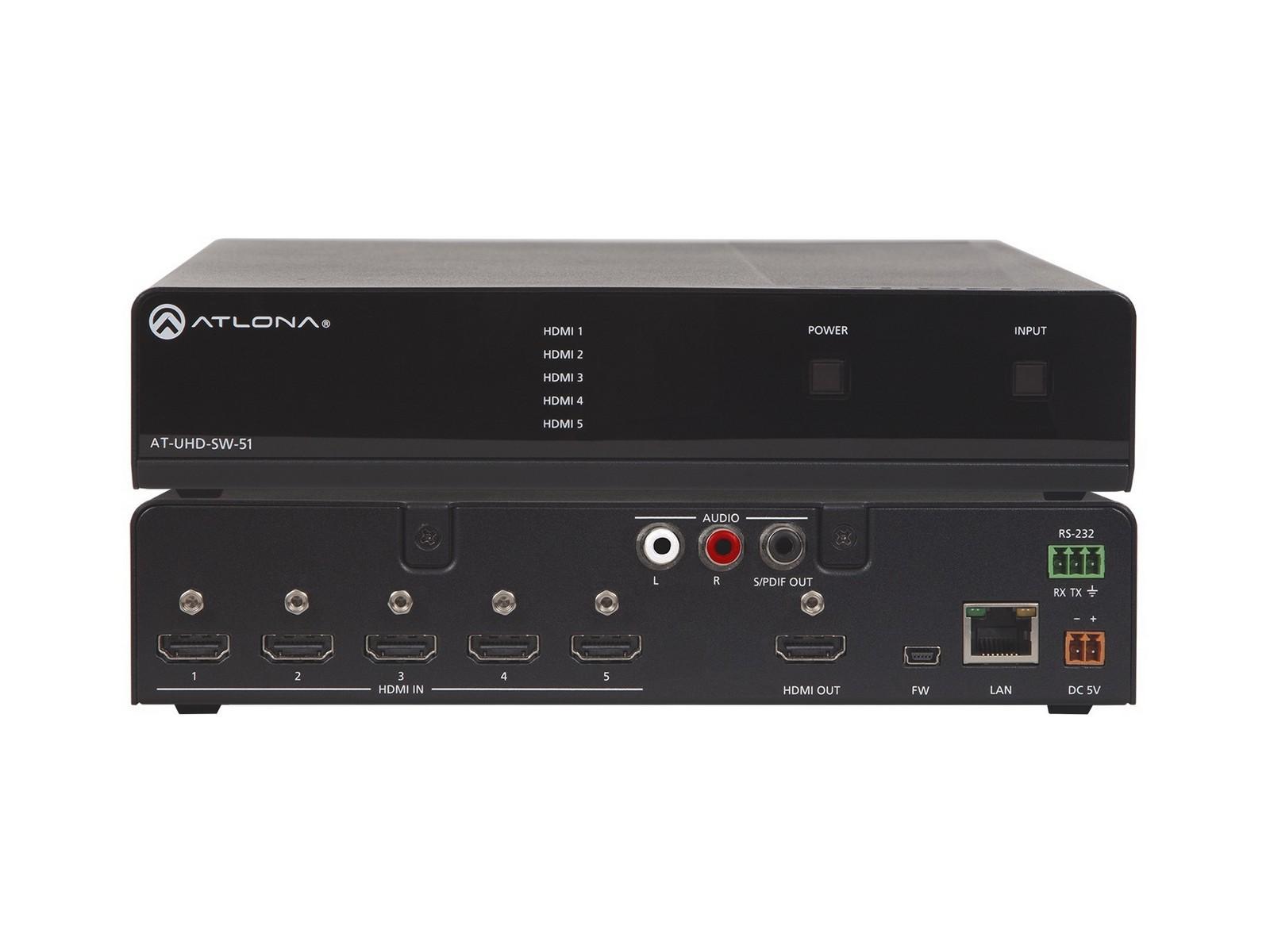 AT-UHD-SW-51 4K/UHD 5 Input HDMI Selector with Audio Out by Atlona