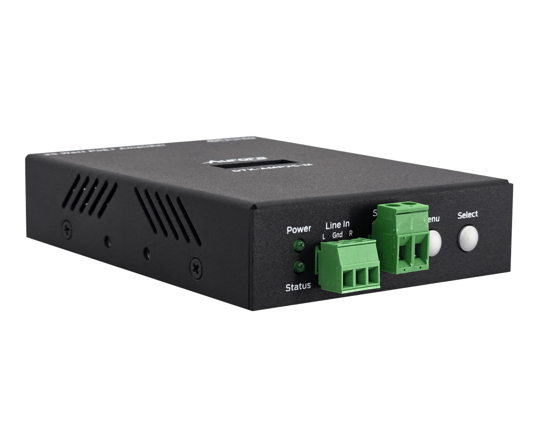 DTX-AMP25-M Dante 25 Watt PoE  Amplifier by Aurora Multimedia