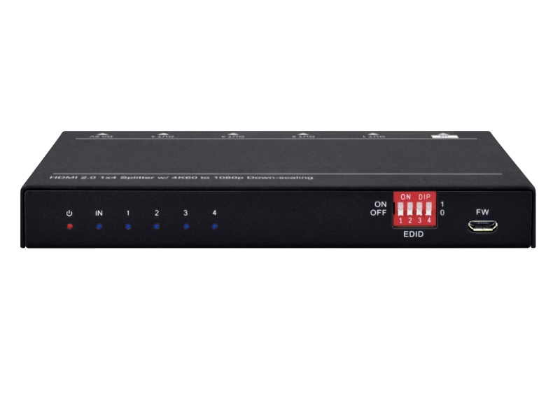 DXE-142A-DS 1x4 HDMI 2.0A 4K Splitter with Auto EDID Management by Aurora Multimedia