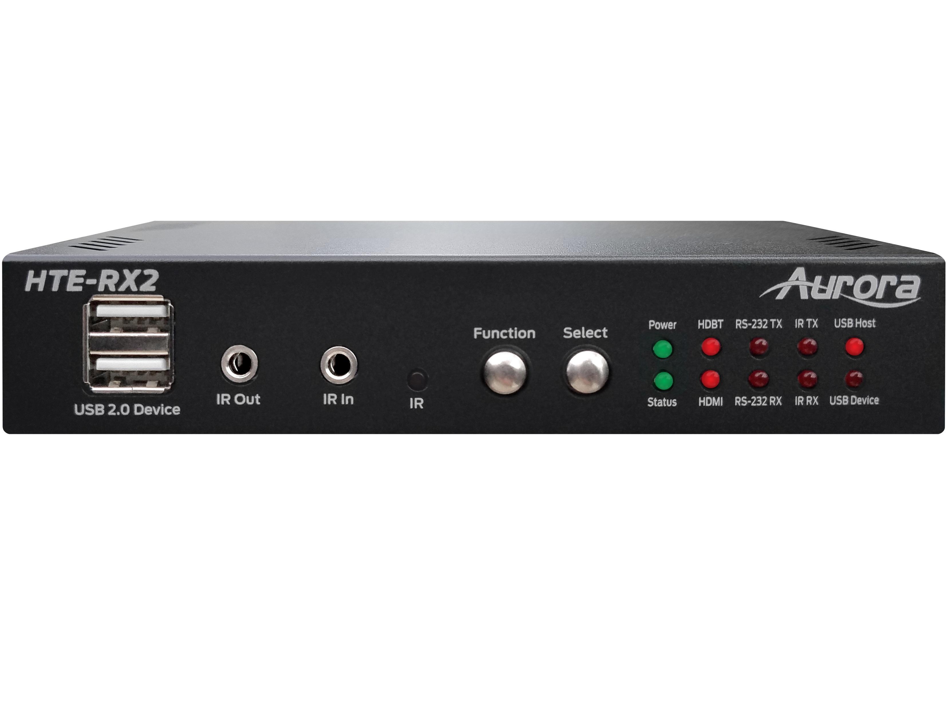 HTE-RX2 4K60 HDR 2xHDMI/HDBaseT 2.0 Extender (Receiver) with Dante/USB/IP/IR up to 100m/330ft (Black) by Aurora Multimedia