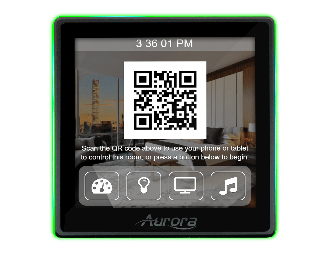 RXT-4D-G3-S-B 4” 1:1 aspect ratio in-wall ReAX touch panel control system with serial, relay, I/O, IR, and Ethernet control ports by Aurora Multimedia