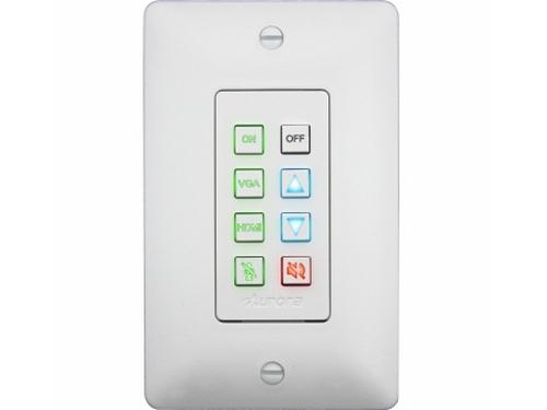 DXB-8-W 8-Button Backlit Wall Control Panel White by Aurora Multimedia