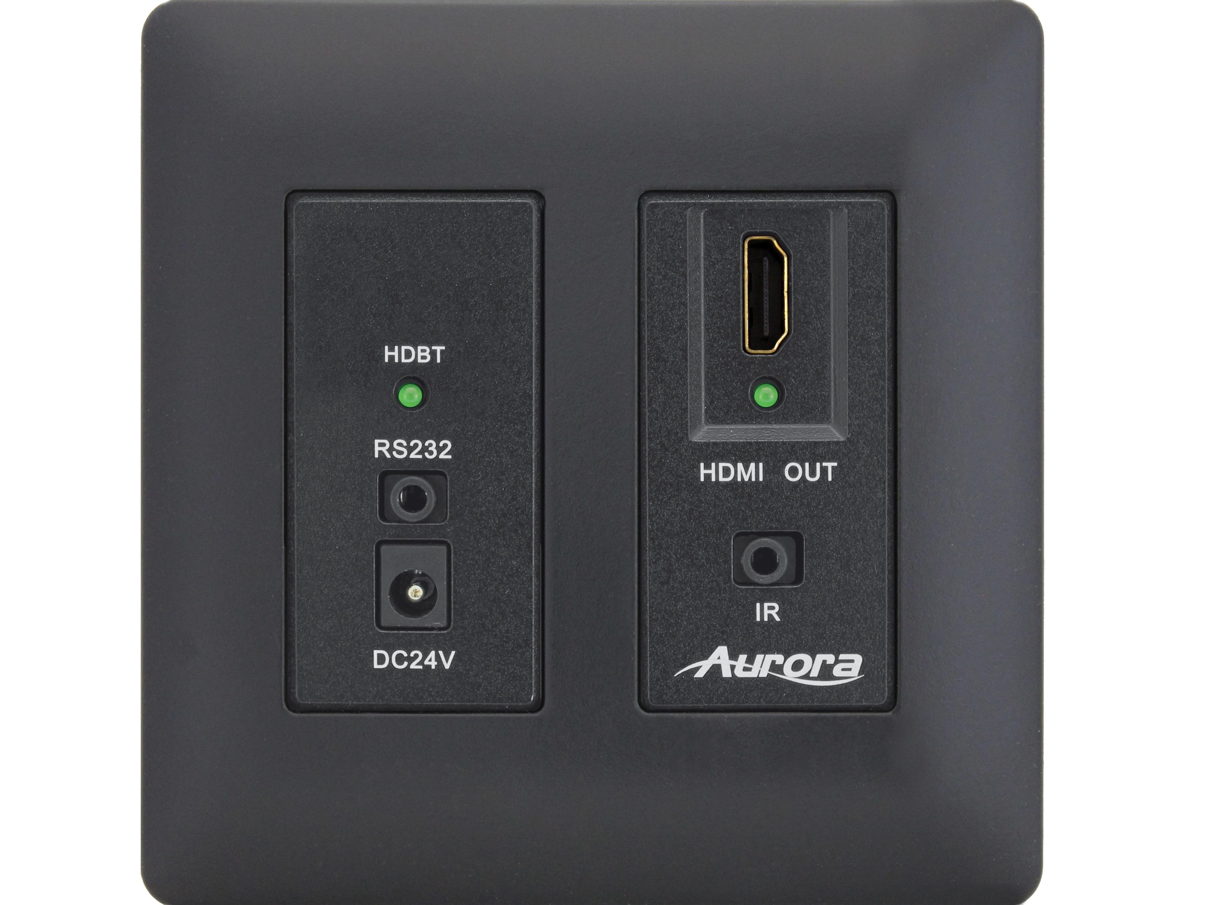 DXW-2-RX1-B-K HDMI HDBaseT Wall Plate Receiver with RS-232/IR/Black by Aurora Multimedia