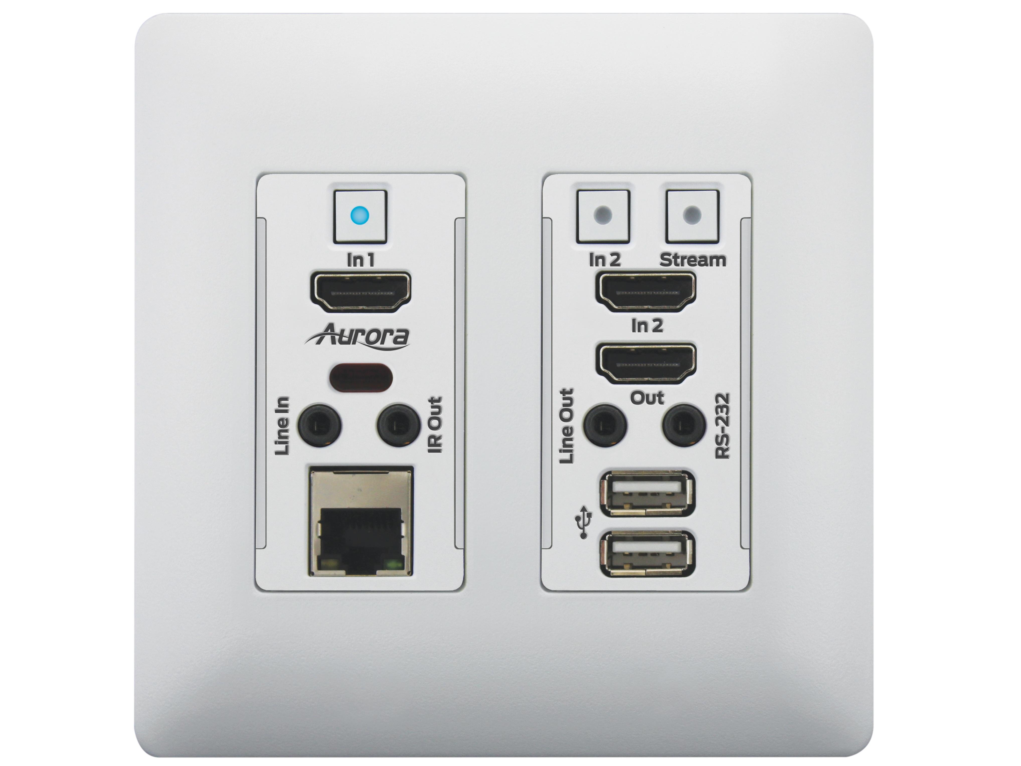 VLX-TCW2H-C-W HDMI 4K IP Audio/Video Wall Plate Extender/White by Aurora Multimedia