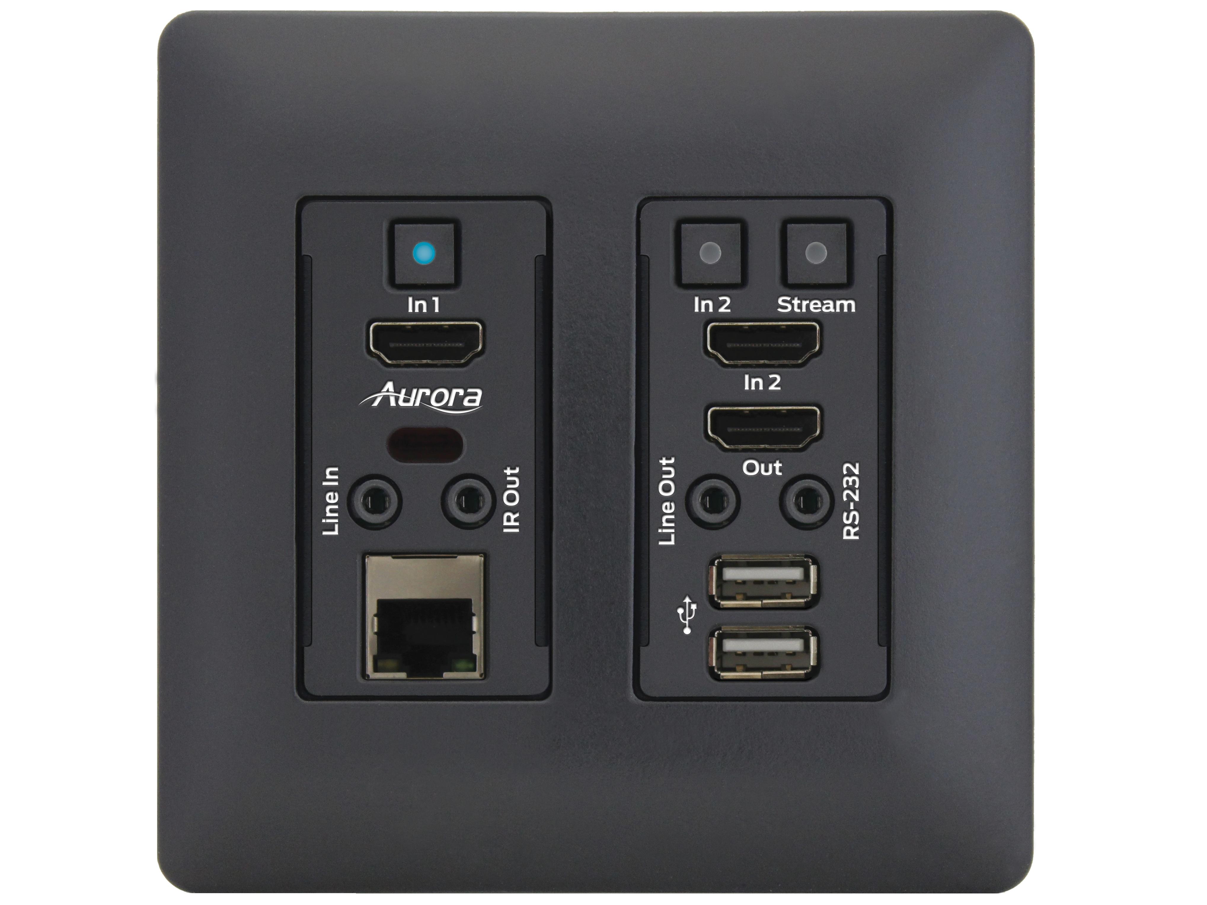 VLX-TCW2H-C-B HDMI 4K IP Audio/Video Wall Plate Extender/Black by Aurora Multimedia