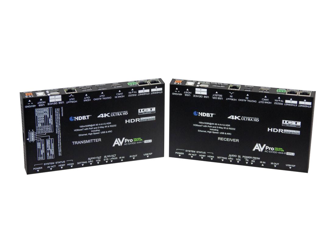 AC-EX100-444-KIT-GEN2 Ultra Slim 4K60 HDMI/HDR/HDBaseT Extender (Transmitter/Receiver) Set - 100 Meter by AVPro Edge