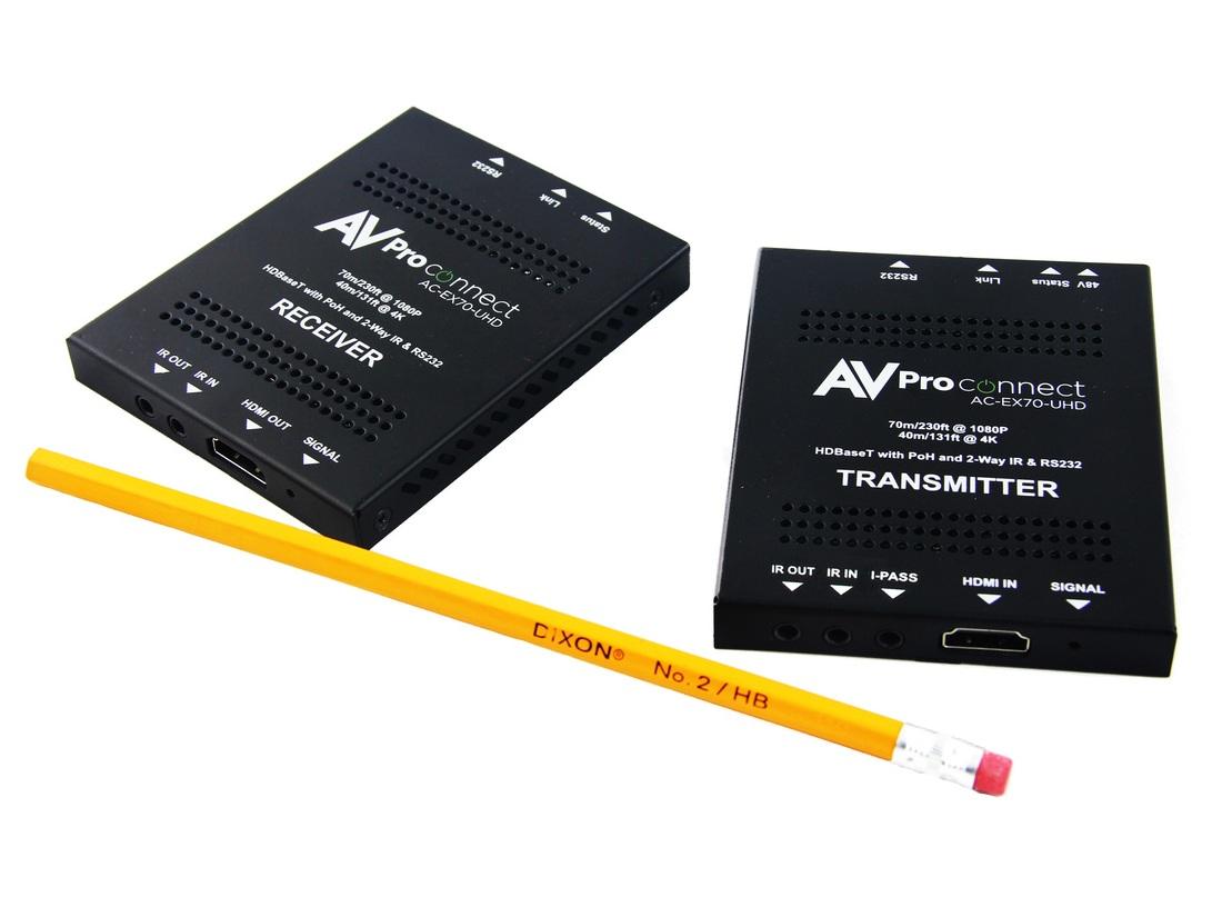 AC-EX70-UHD-KIT-b 4K/60 HDR HDCP HDMI/HDBaseT Extender (Transmitter/Receiver) Kit with IR/RS-232/PoE by AVPro Edge