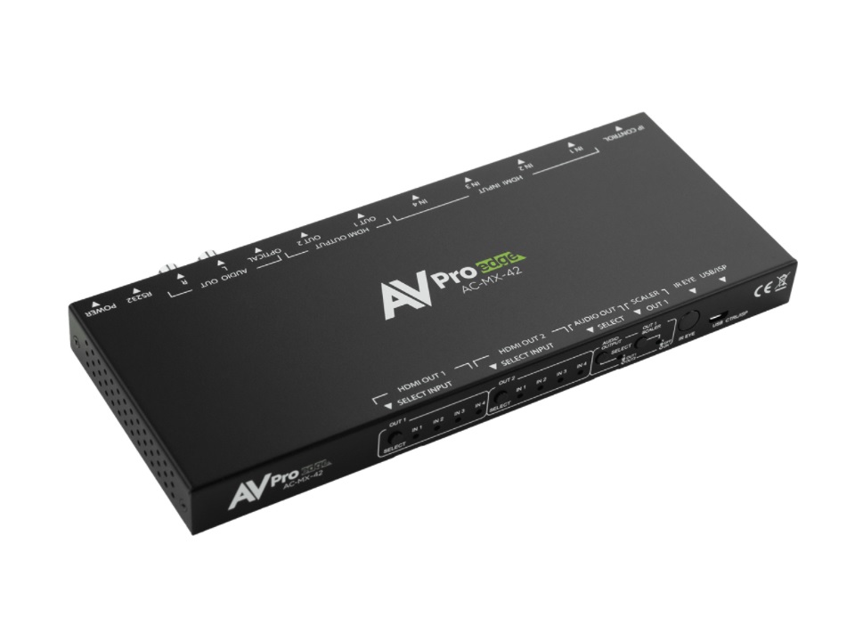 AC-MX-42 18Gbps 4K60 4x2 Matrix Switch with Full HDR Support/Downscaling and Auto Sensing/Switching by AVPro Edge