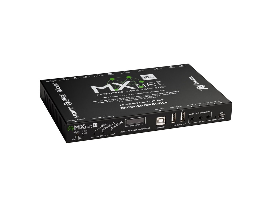 AC-MXNET-10G-TCVR-PRO MXNet 10G Transceiver Encoder/Decoder Unit with Icron Technologies/ExtremeUSB and Dante by AVPro Edge