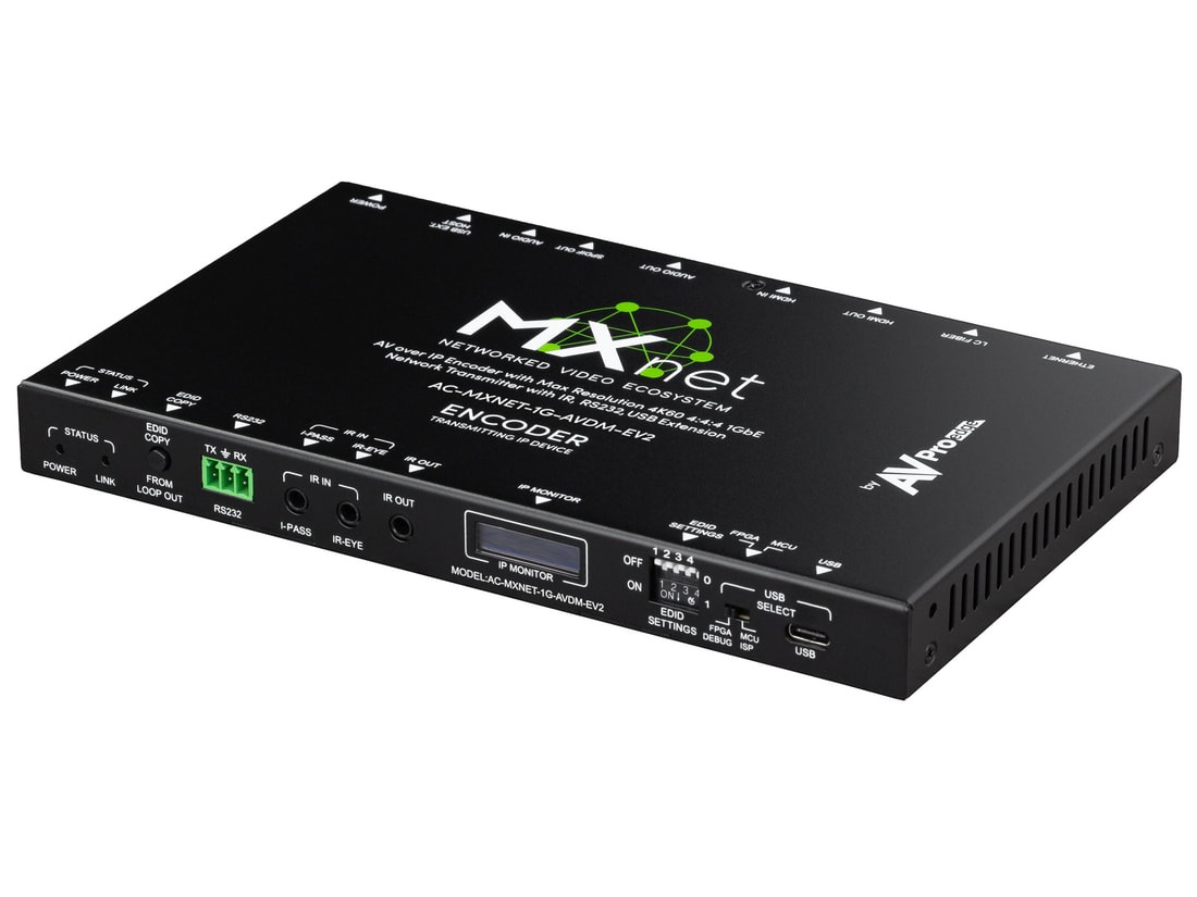 AC-MXNET-1G-AVDM-EV2 ​MXNet Evolution II 1G Encoder/Transmitting Device with 8-Channel Downmixing by AVPro Edge