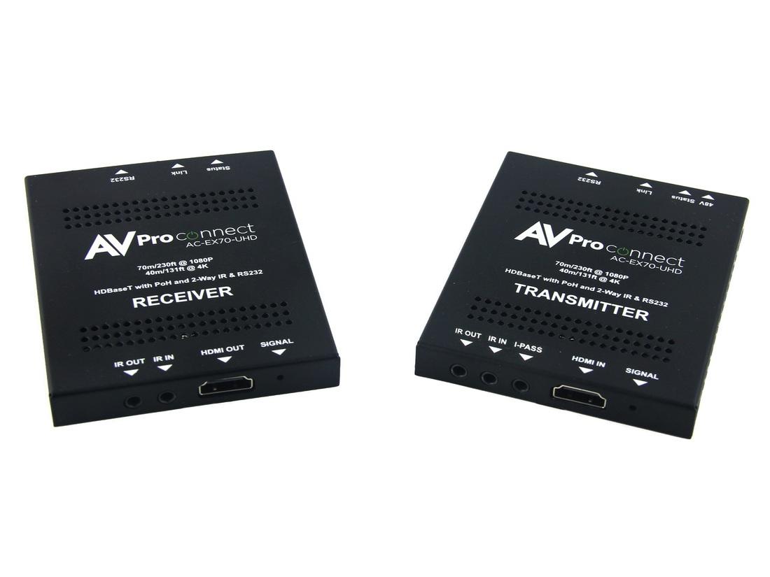 AC-EX70-UHD-KIT HDMI/HDbaseT Extender (Transmitter/Receiver) Kit with HDCP 2.2/IR/RS-232/PoE by AVPro Edge