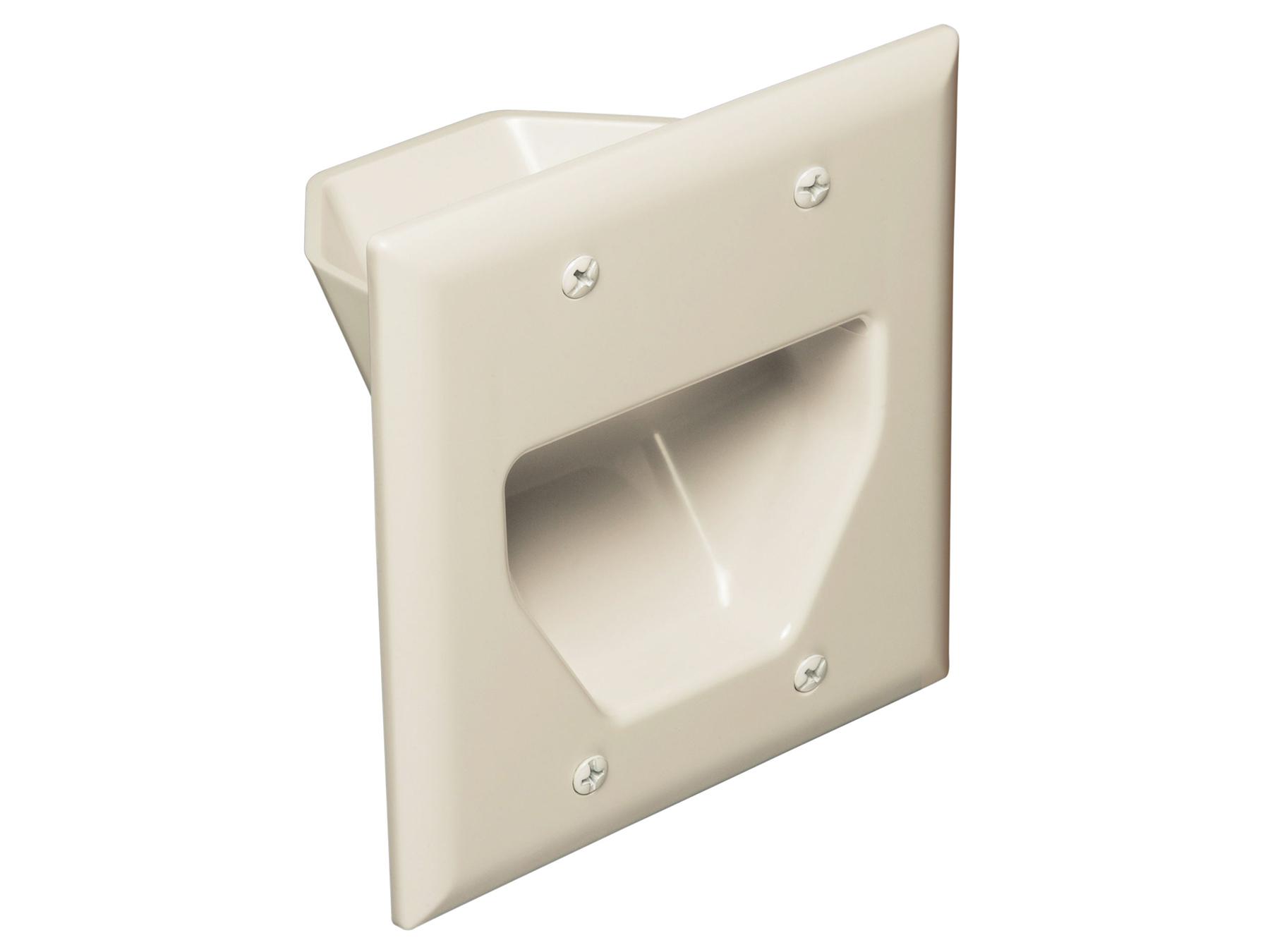 45-0002-LA Data Comm 2-Gang Recessed Low Voltage Cable Plate/Lite Almond by BZB