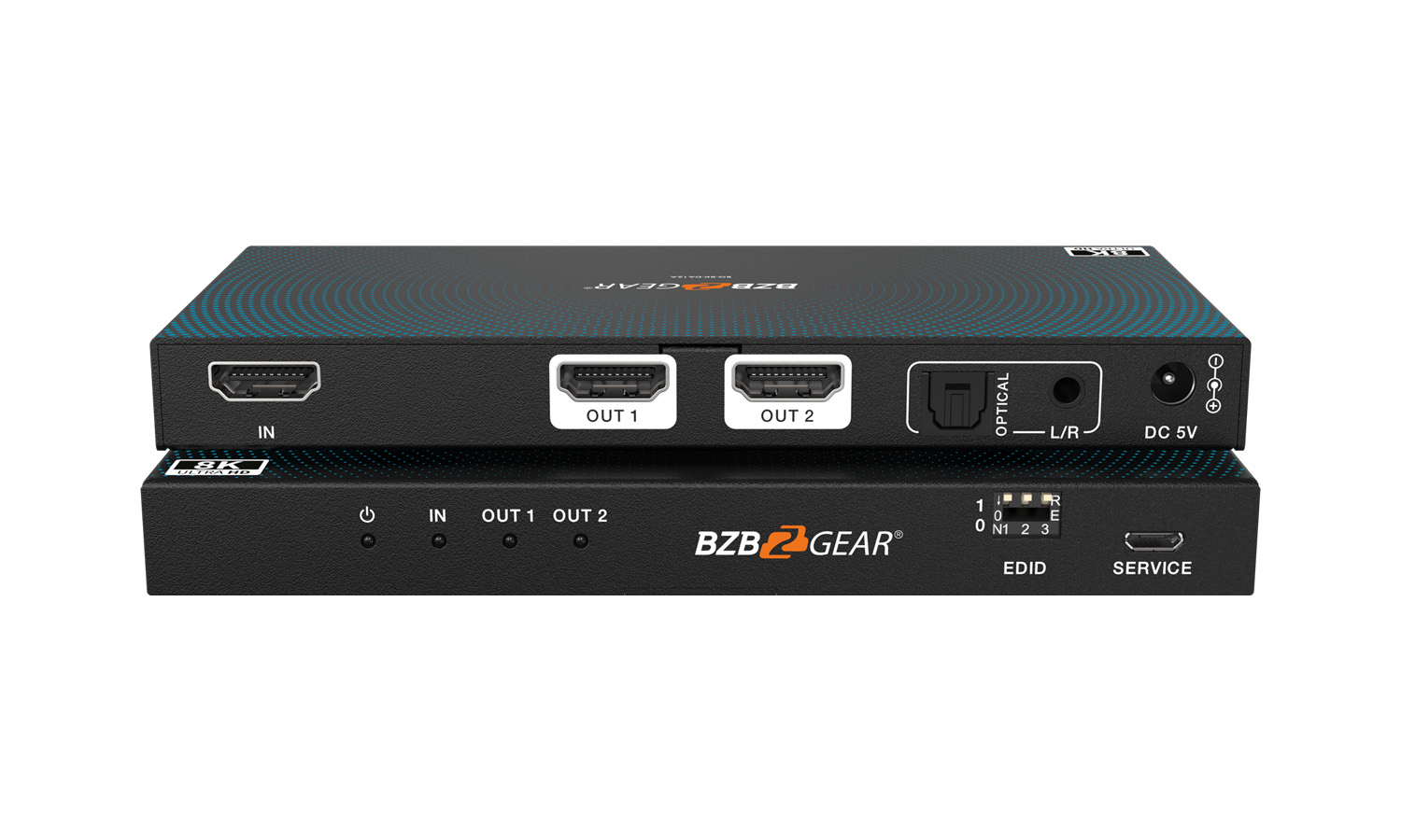 BG-8K-DA12A 1x2 8K UHD HDMI 2.1 Splitter with Audio De-embedder (8K60 4K120 4:4:4 10bit VRR, FVA, ALLM support) by BZBGEAR