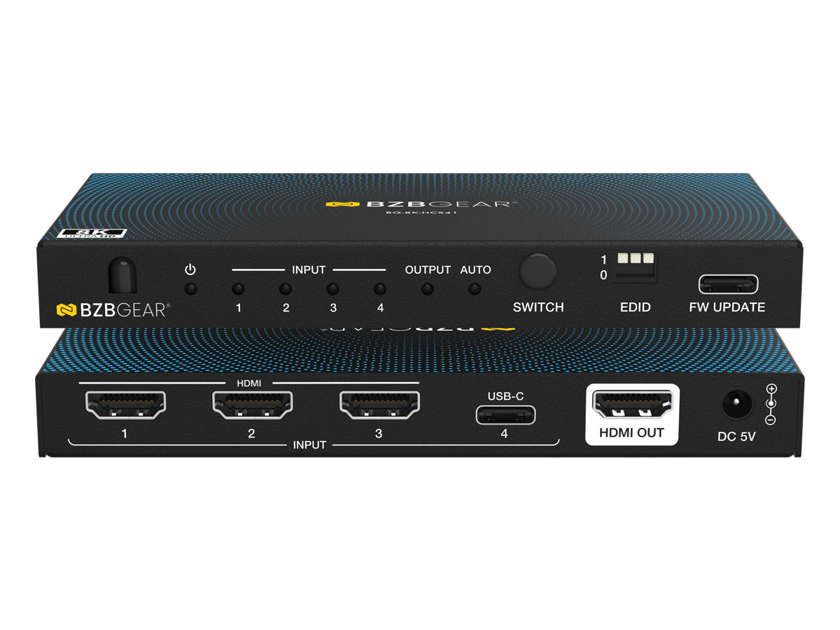 BG-8K-HCS41 4x1 8K UHD HDMI/USB-C 2.1 Switcher (8K60/4K120Hz 4:4:4 VRR/ALLM/QMS/QFT/SBTM Support) by BZBGEAR