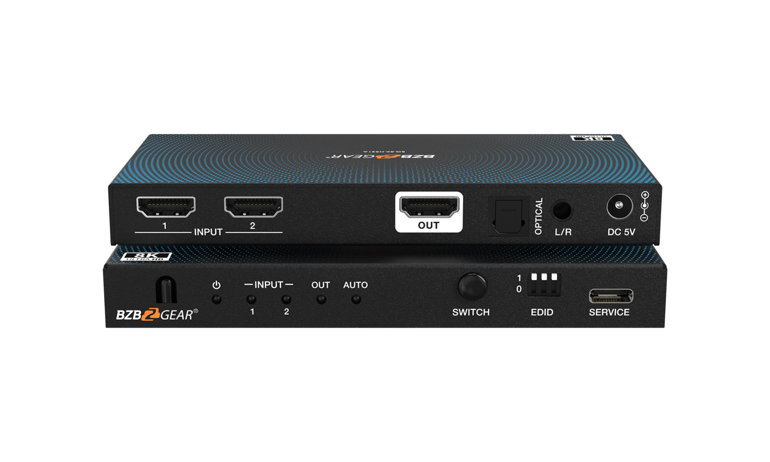 BG-8K-HS21A 2x1 8K UHD HDMI 2.1 Switcher with Audio De-Embedding (8K60/4K120Hz 4:4:4 VRR/FVA/ALLM Support) by BZBGEAR