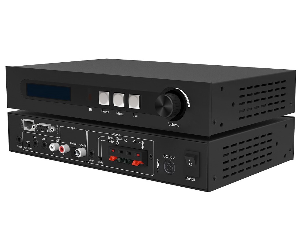 BG-AMP2X50 2-Channel 50W Mixer Class D Amplifier with 5 Inputs and Stereo/Bridge Mode Output Setup by BZBGEAR