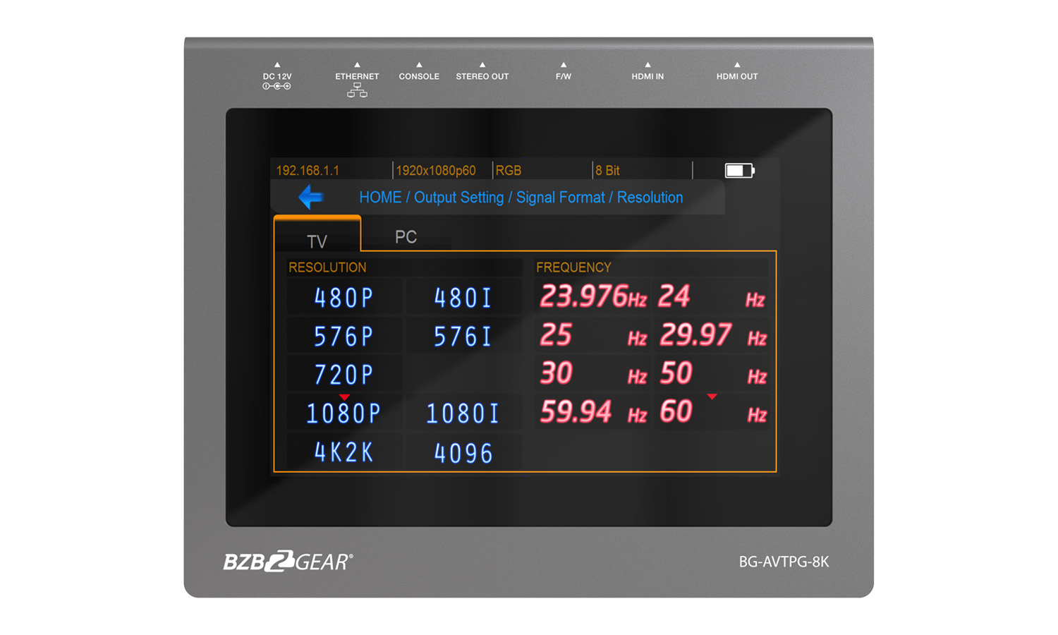 BG-AVTPG-8K 1080P FHD/4K/8K UHD HDMI 2.1 48Gbps Video Test Pattern Generator/Tester and Analyzer with Ethernet by BZBGEAR