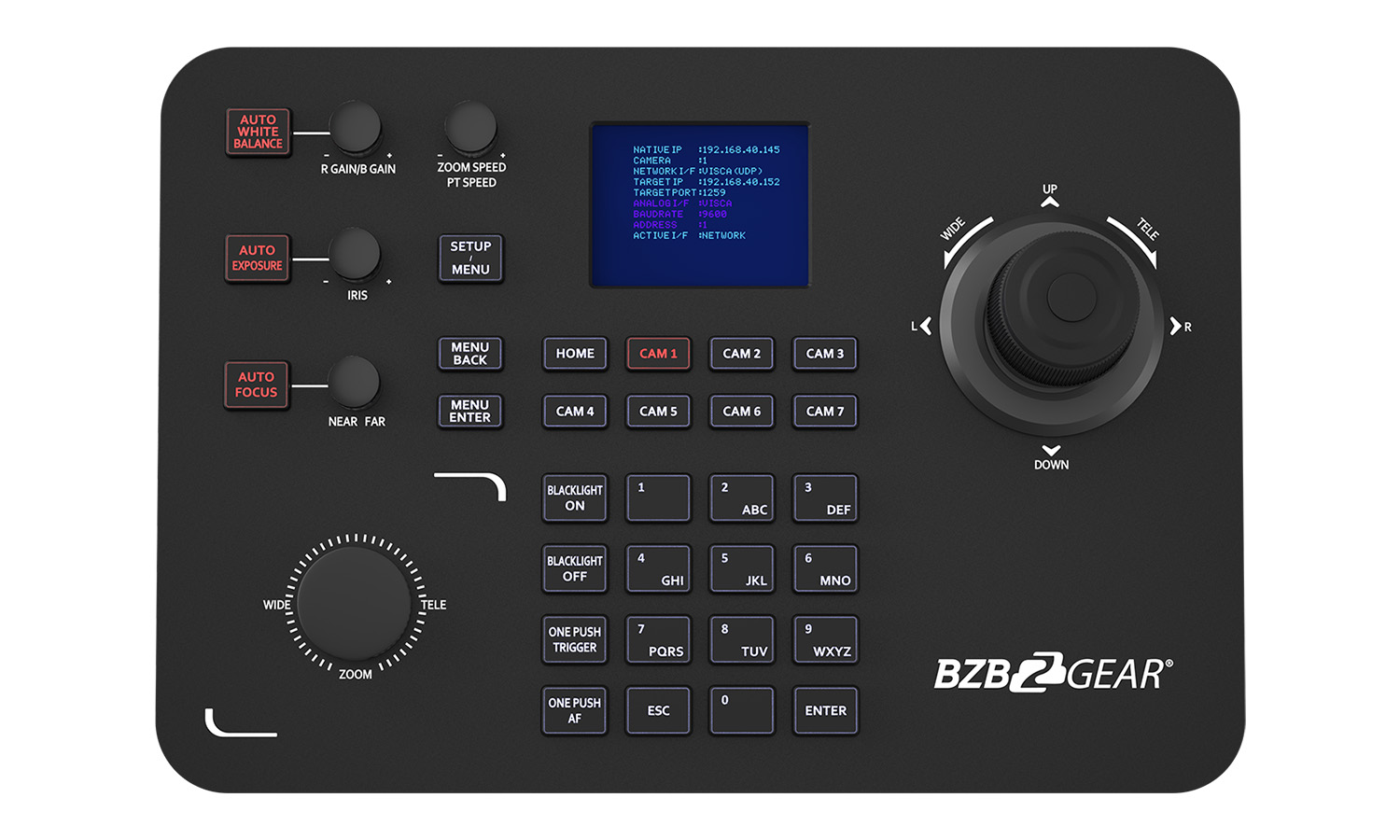 BG-Commander Universal Advanced Serial and IP PTZ Joystick Controller with POE (IP/RS-232/422/485) by BZBGEAR