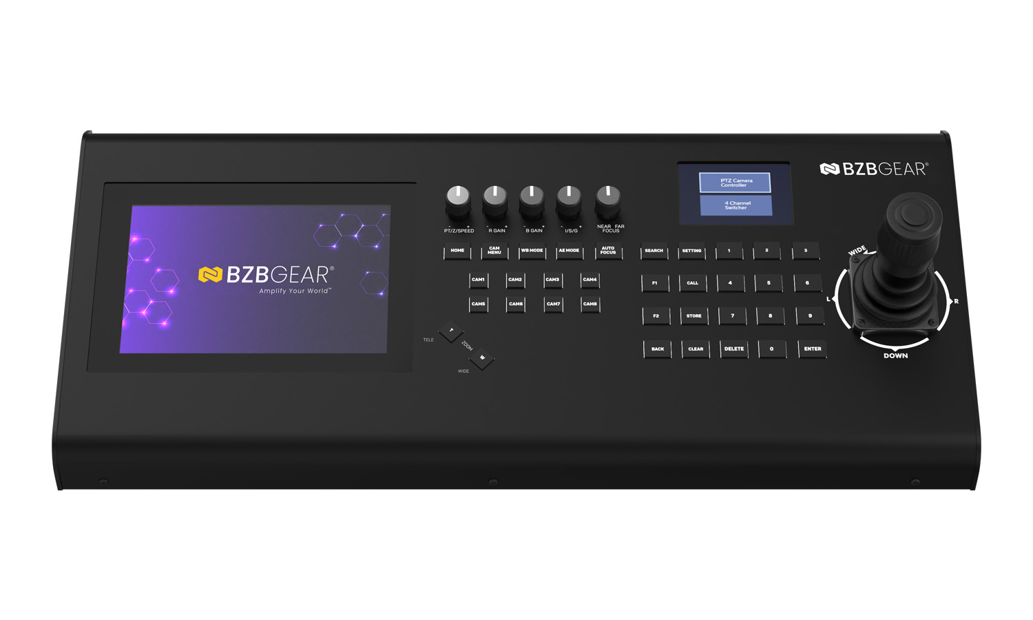BG-Commander-Ultra 4K UHD Serial and IP 4-Channel Production Switcher/Joystick Controller Combo with Touchscreen and POE (IP/RS-232/422/485) by BZBGEAR