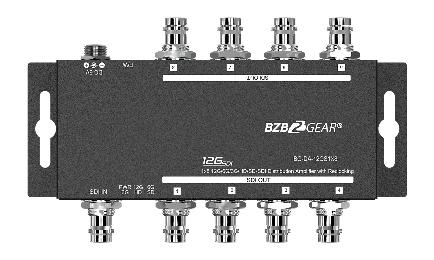 BG-DA-12GS1X8 4K UHD 12G-SDI 1x8 Splitter/Distribution Amplifier by BZBGEAR