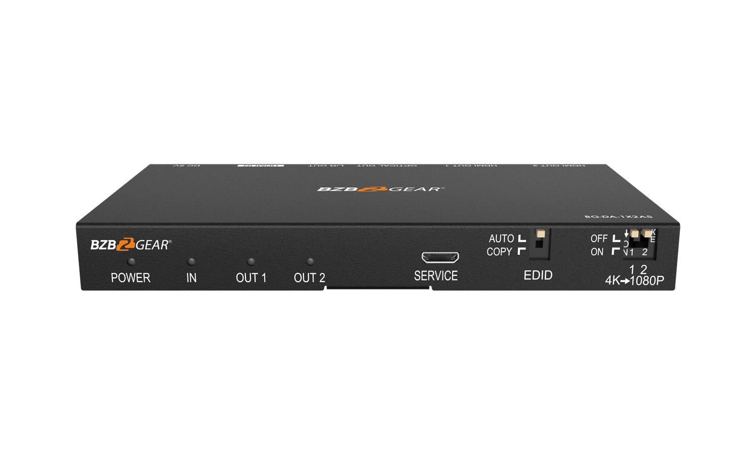 BG-DA-1X2AS 1x2 4K UHD HDMI Splitter with Down-Scaler/Digital and Analog Audio Output by BZBGEAR