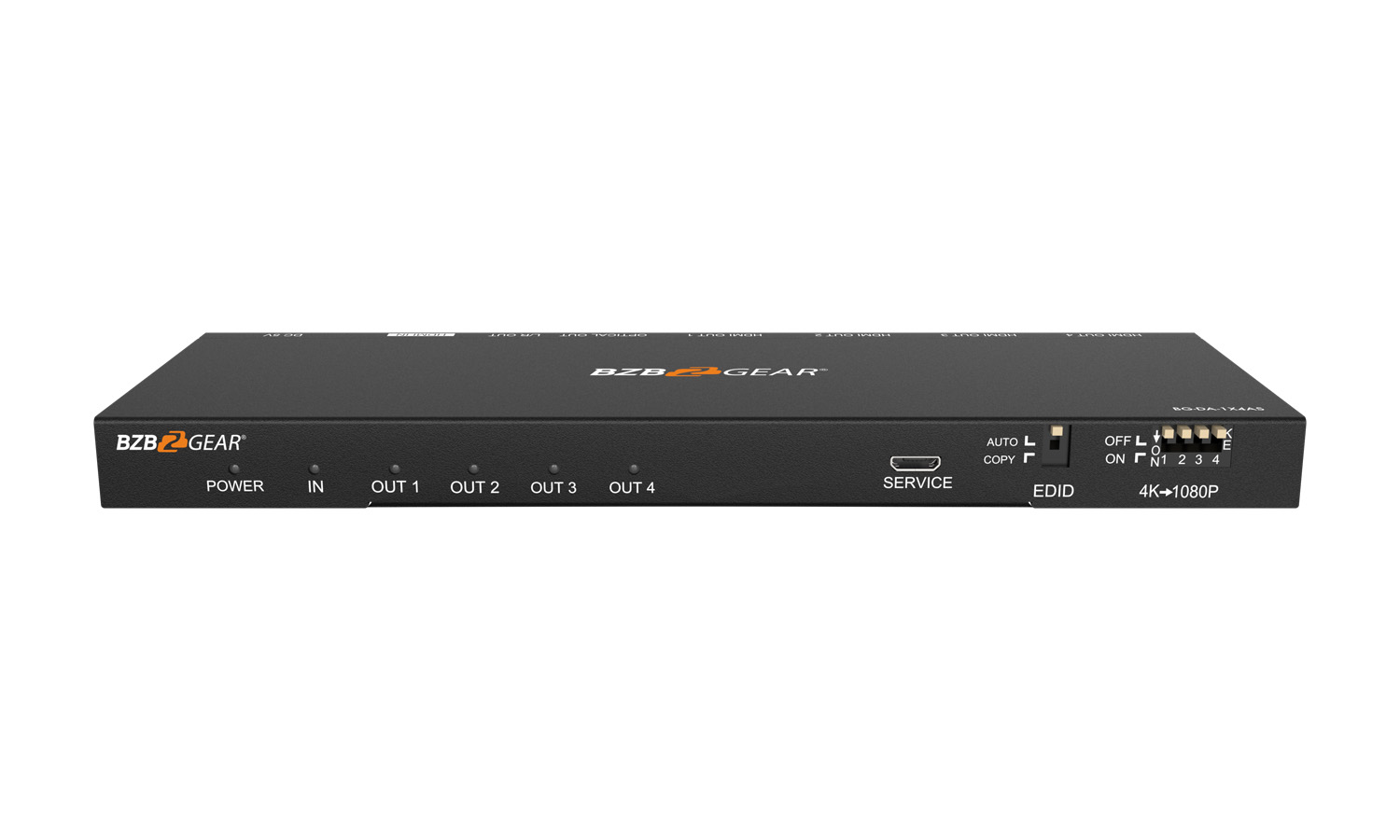 BG-DA-1X4AS 1x4 4K UHD HDMI Splitter with Down-Scaler w/Digital and Analog Audio Output by BZBGEAR