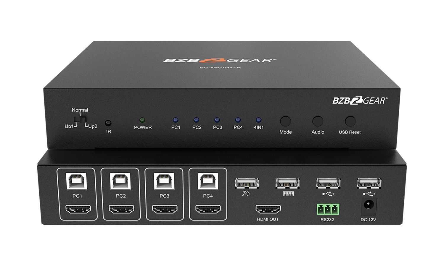 BG-MKVM41R 4x1 1080P FHD HDMI MultiViewer with KVM USB2.0 Ports with Support up to 4 Computers by BZBGEAR