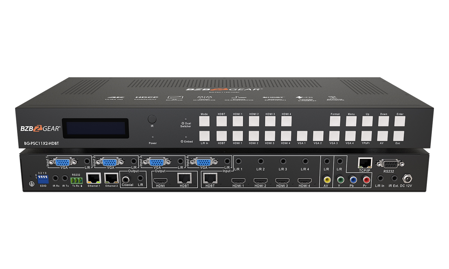 BG-PSC11X2-HDBT 11X2 4K 18Gbps UHD HDMI/IP/YPbPr/VGA/CV/Audio/HDBaseT Input