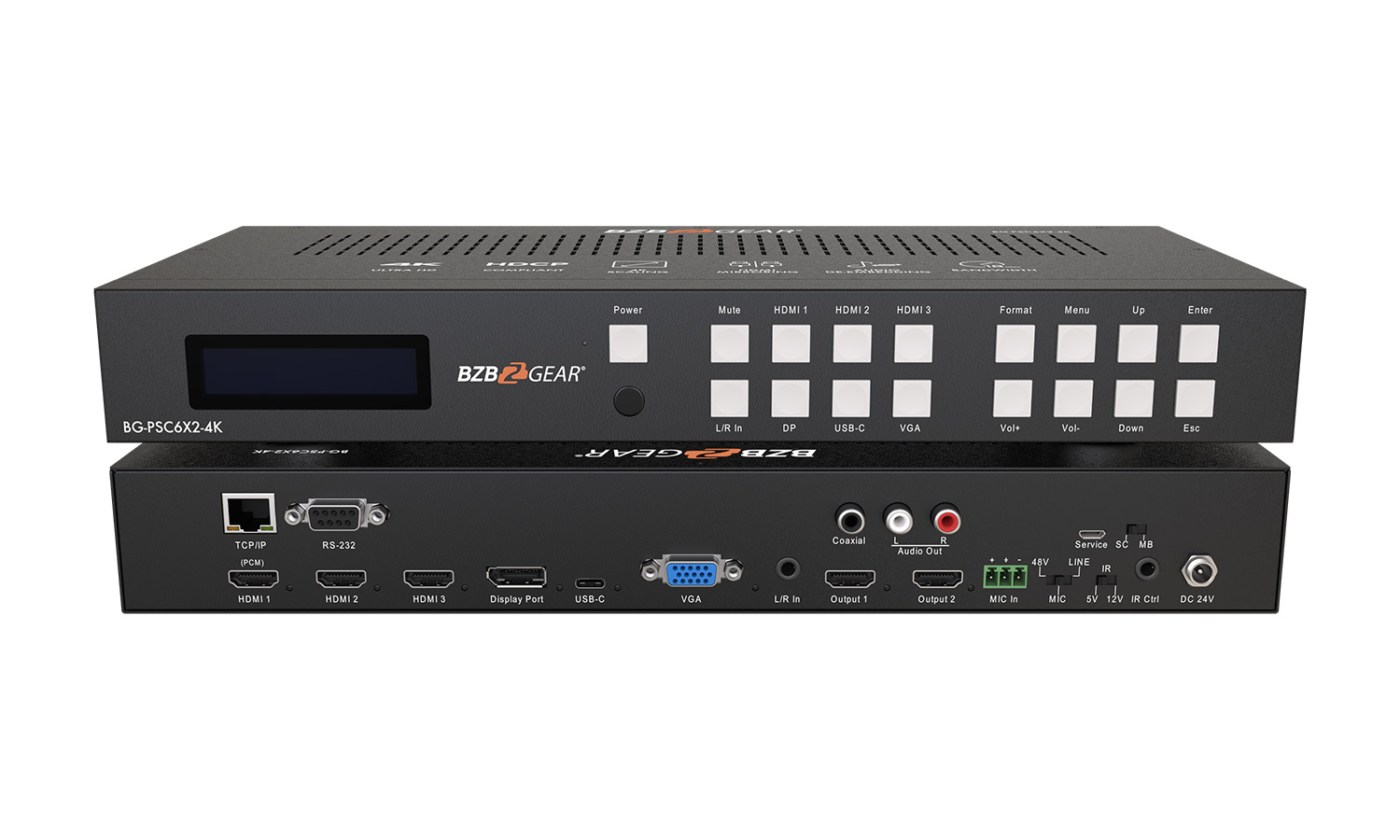 BG-PSC6x2-4K 6X2 4K 18Gbps UHD HDMI/USB-C/DP/VGA and Audio Conference Room Presentation Switcher/Scaler by BZBGEAR