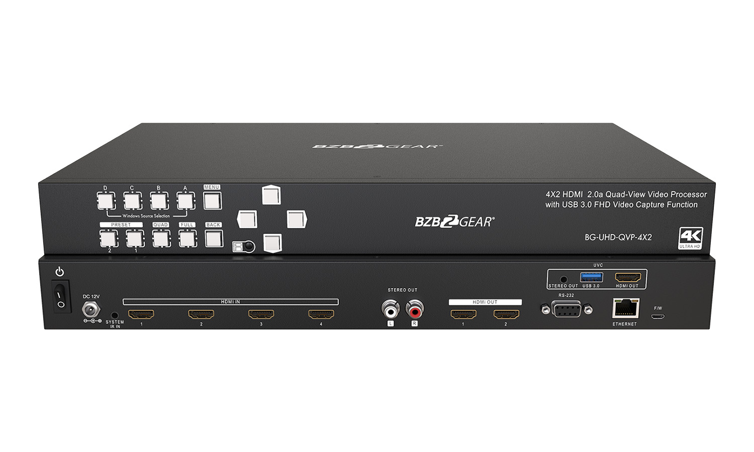 4x2 4K Multiviewer Seamless Presentation Switcher Scaler with USB Capture Card