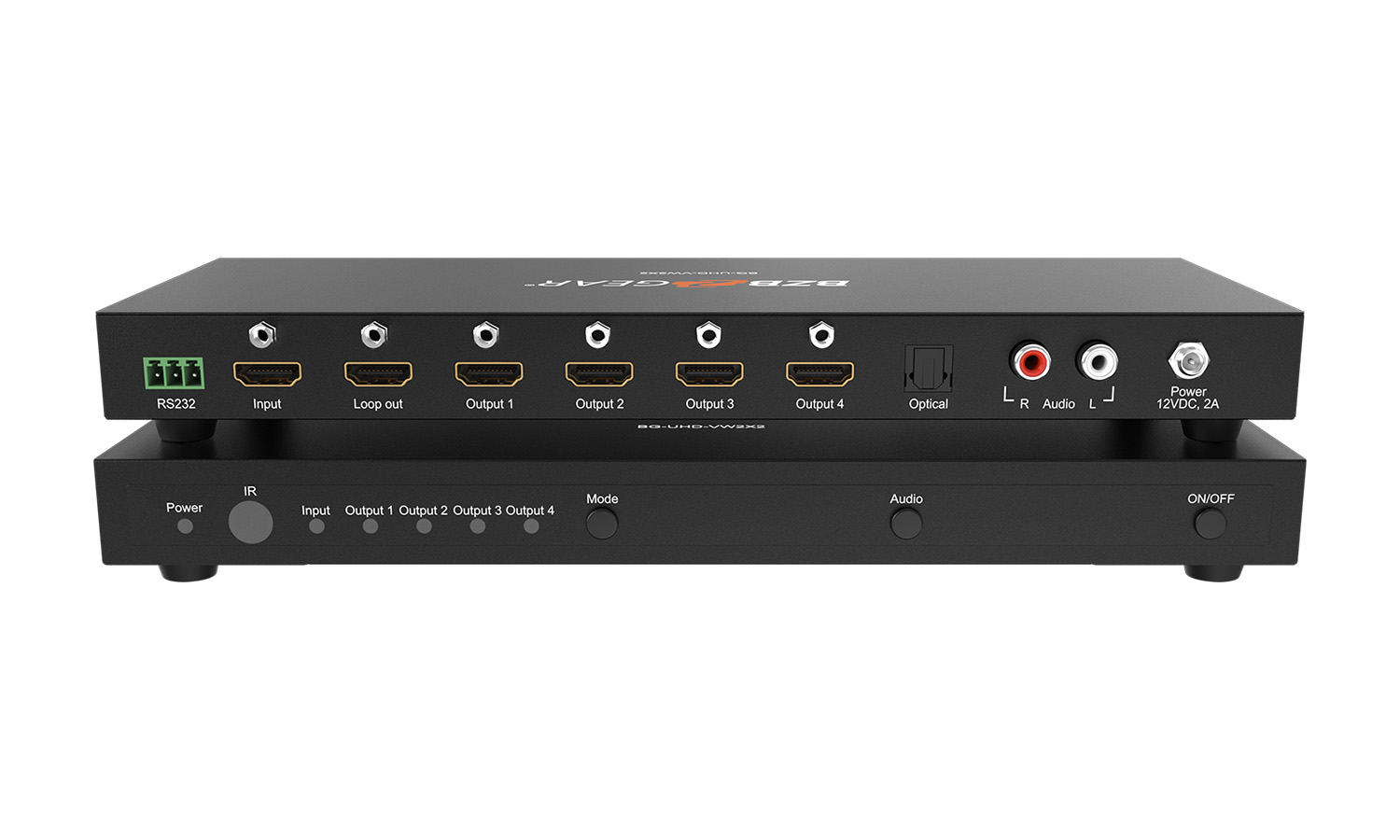 BG-UHD-VW2X2 2X2 4K 18Gbps UHD HDMI Video Wall Processor/Controller with Audio Support by BZBGEAR