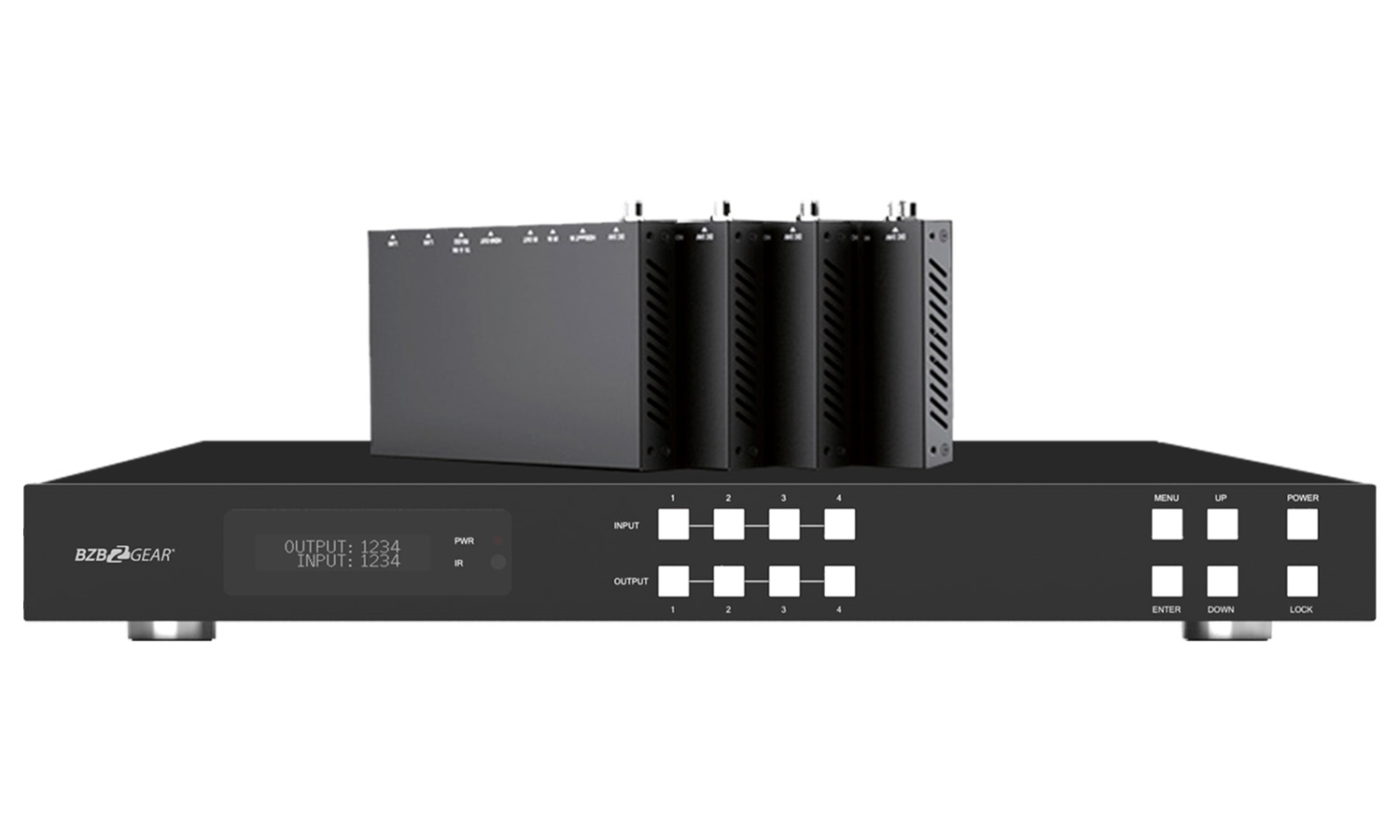 BG-UM44-100M-KIT 4X4 HDMI and HDBaseT Matrix Switch with Bi-directional IR/Ethernet and ARC Function by BZBGEAR
