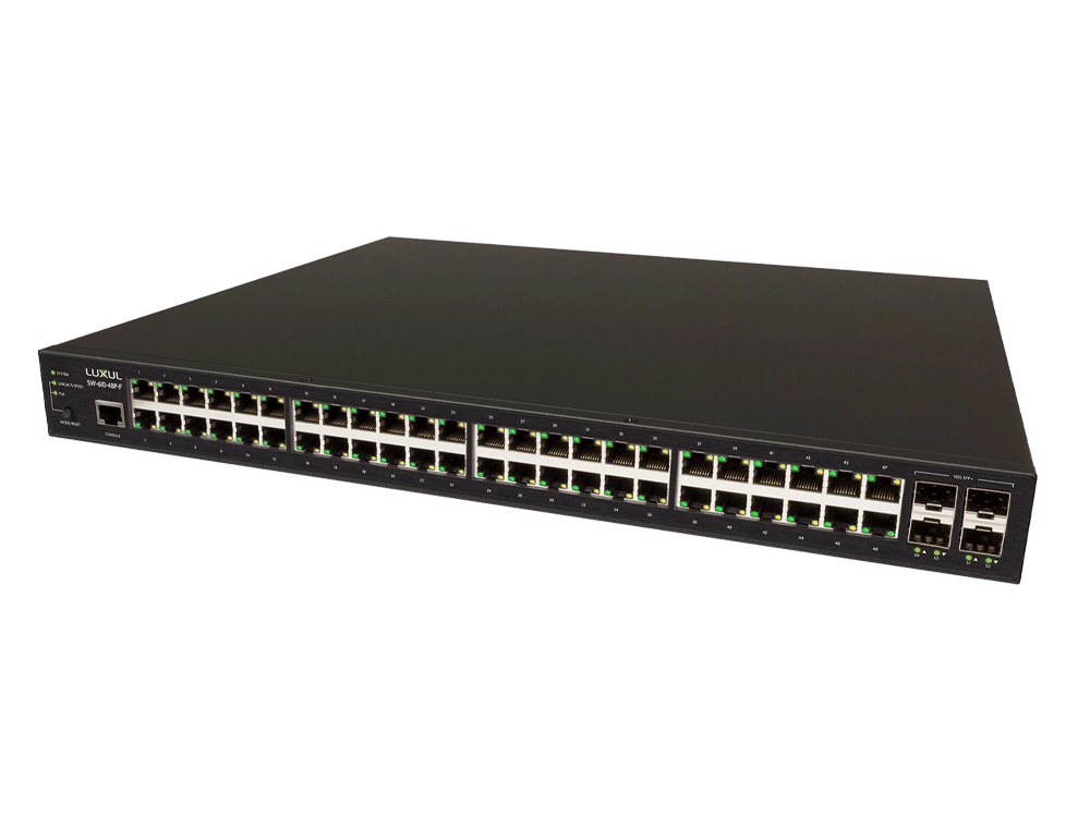 LUX-SW-610-48P-F-PC 48-Port Gb PoE  L2 L3 Managed Switch with 4 SFP  Preconfigured for BG VOP Series by BZBGEAR