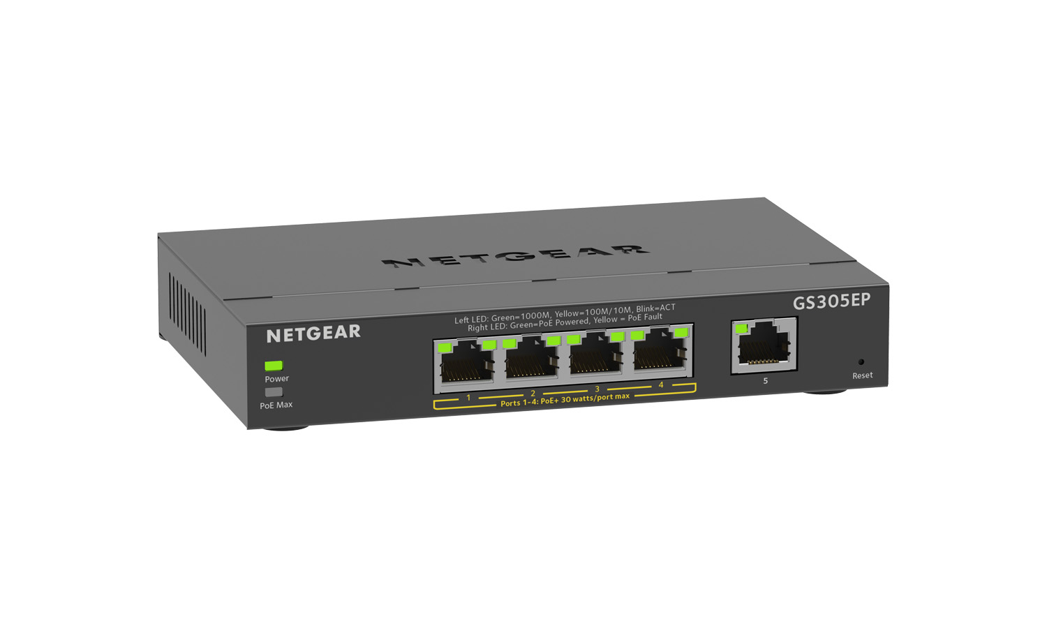 NET-8LU027 Netgear 5-Port Gigabit Ethernet POE  Smart Plus Managed Switch 63 W PoE Budget by BZBGEAR
