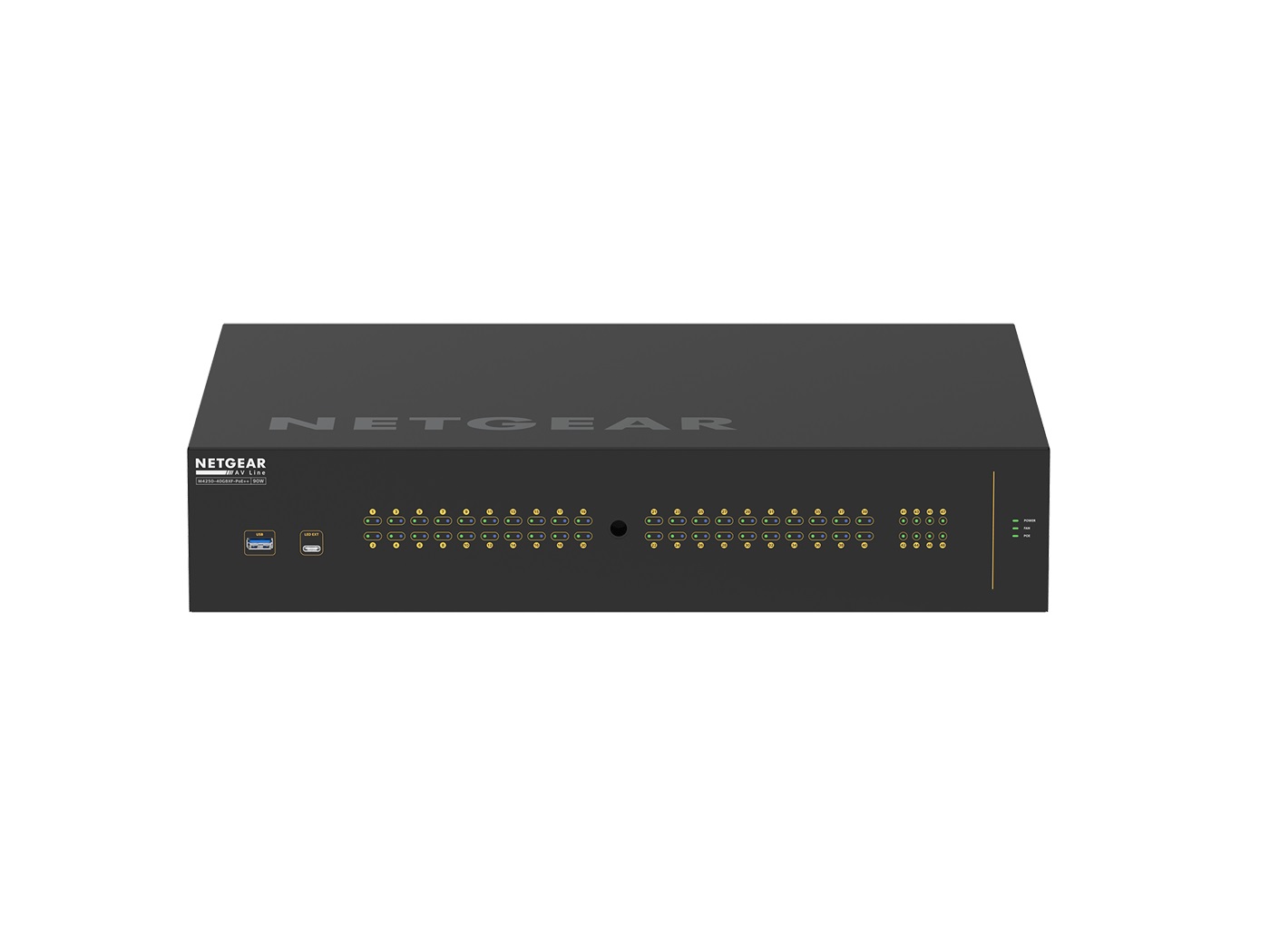 NET-M4250-40G8XF-PoE  PC NETGEAR AV Line 40x1G Ultra 90 PoE   802.3bt 2880W and 8x SFP  Managed Switch (Preconfigured GSM4248UX-100NAS) by BZBGEAR