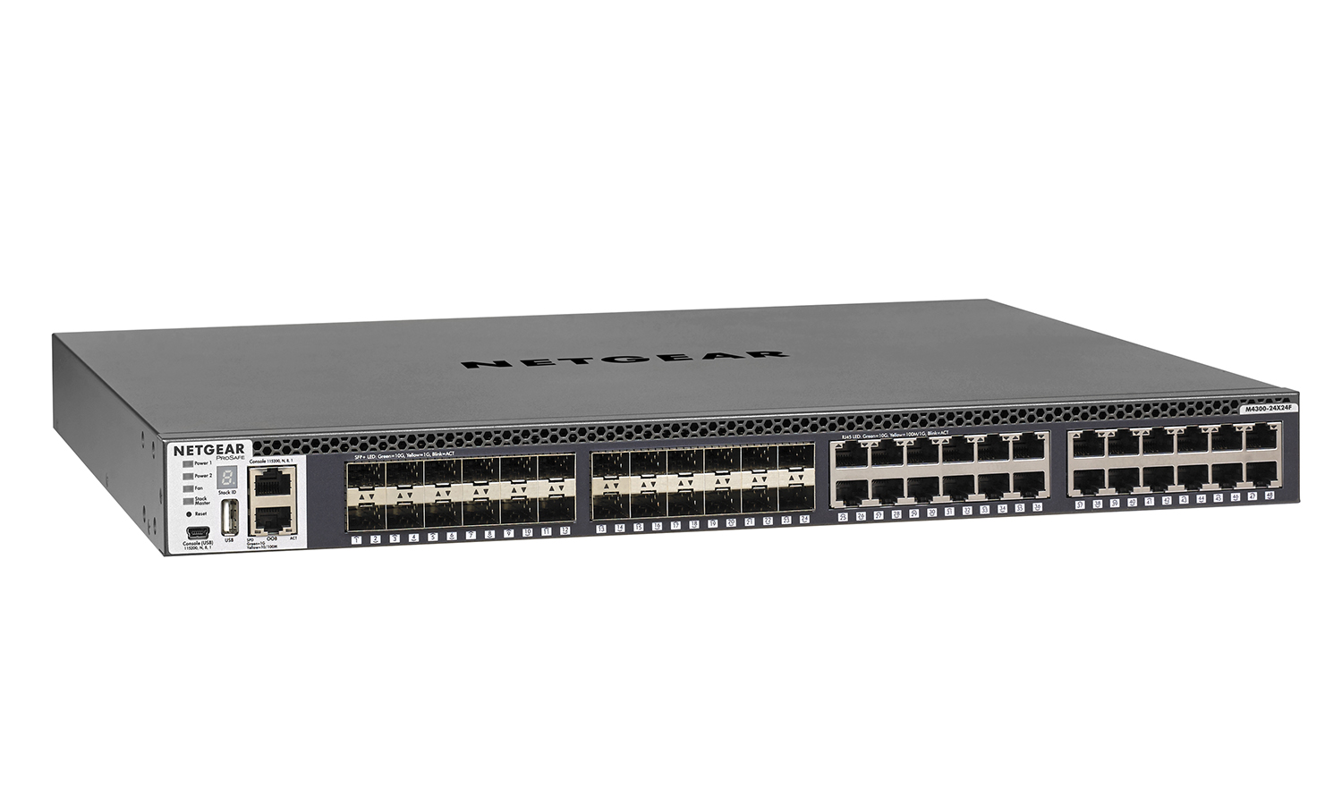 NET-M4300-24X24F-PC Netgear Stackable Managed Switch with 48x10G including 24x10GBASE-T and 24xSFP  Layer  (XSM4348S-100NES) by BZBGEAR