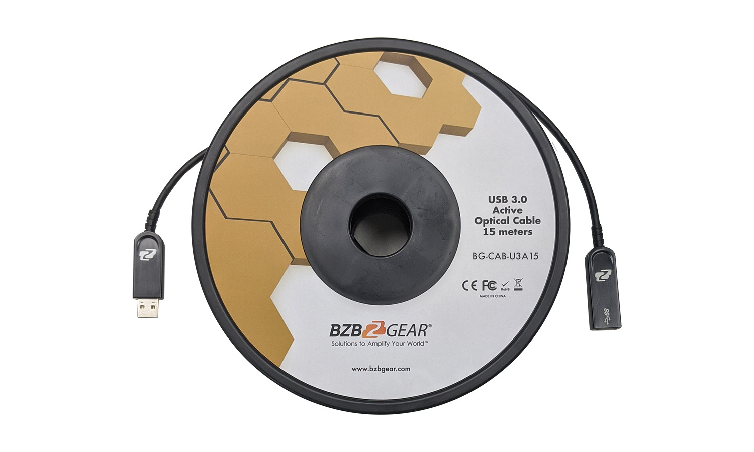 BG-CAB-U3A15-b USB 3.0 AM/AF Active Optical Extension Cable - 15m/50ft by BZBGEAR