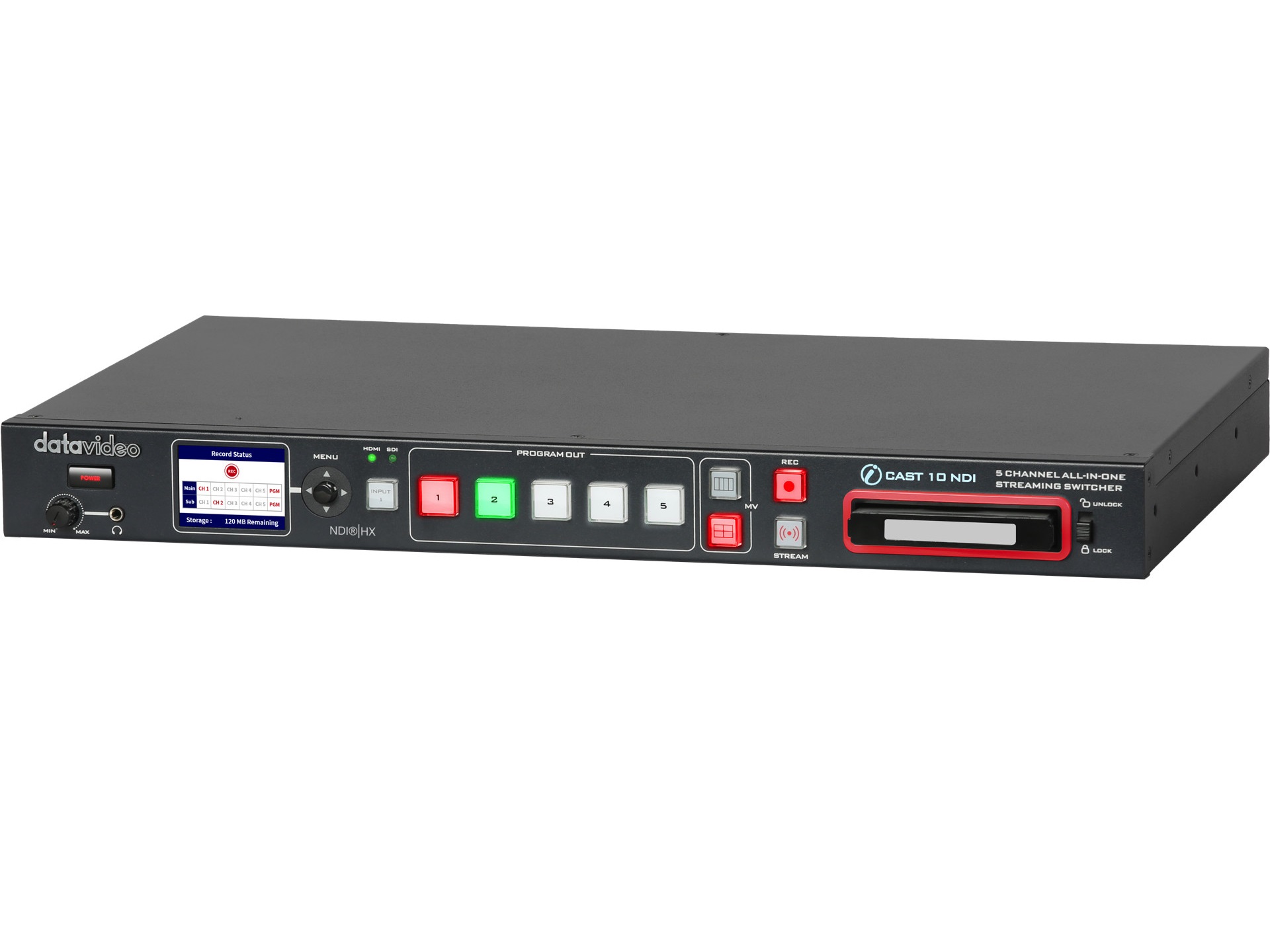 iCast 10NDI 5 Channel 1080p All-In-One Switcher with Built-In Streaming Encoder and Recorder by Datavideo
