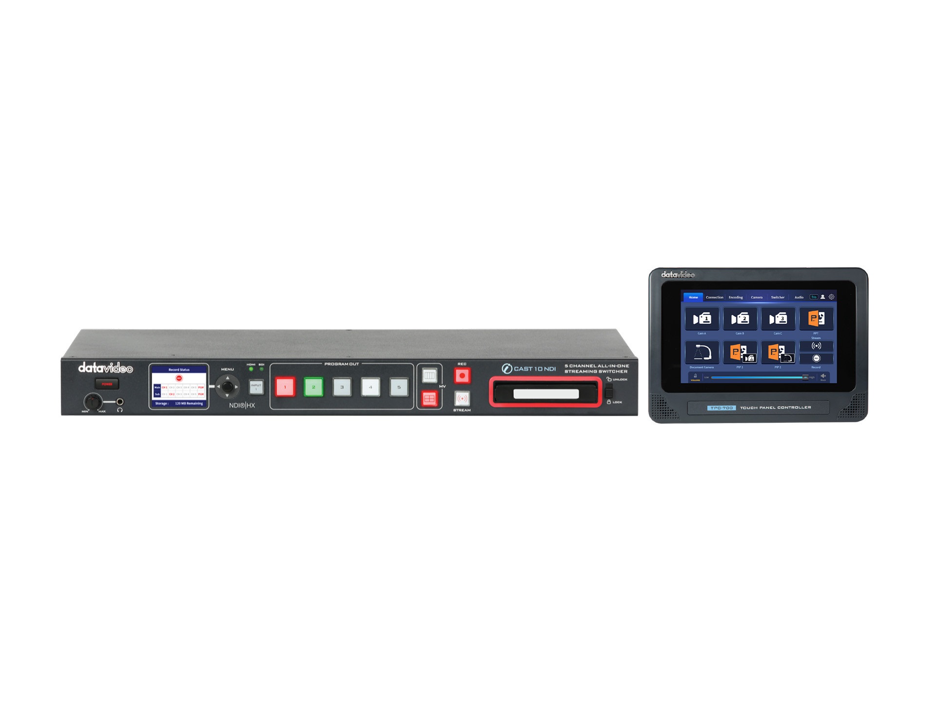 iCast 10NDI KIT 5-Channel All-In-One Streaming Switcher Kit with Touch Panel Controller by Datavideo