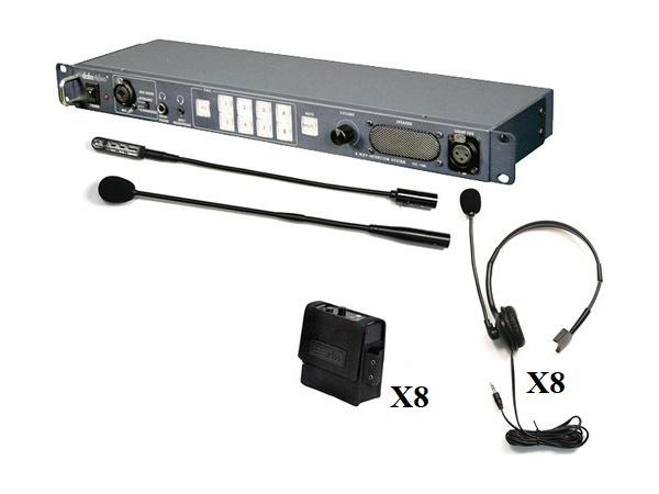 ITC-100KF900 8-User Wired Intercom System with 8 Beltpacks and 8 Headsets by Datavideo