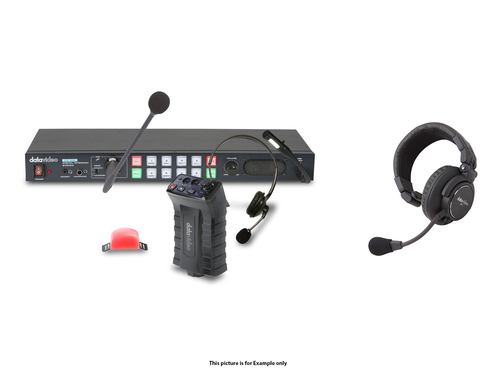 ITC300HP1K Digital intercom system with 4x HP1 headsets by Datavideo