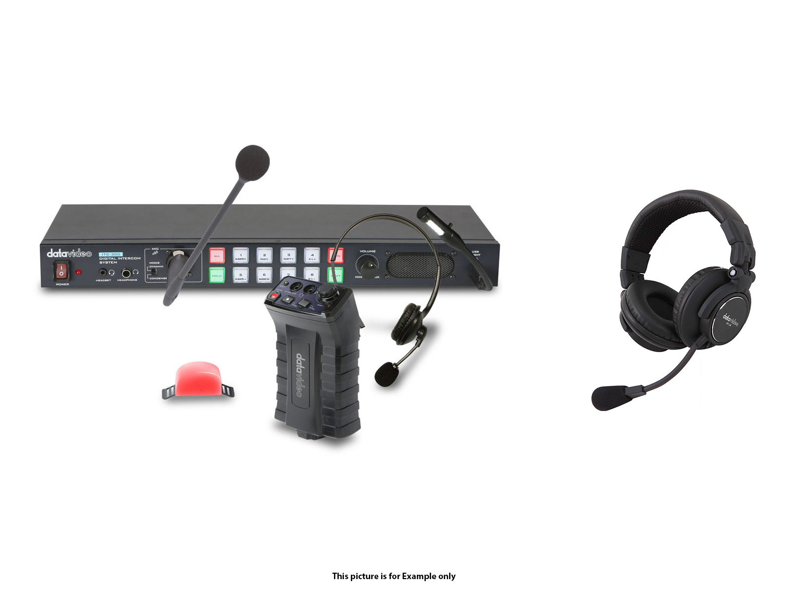 ITC300HP2K Digital intercom system with 4x HP2A headsets by Datavideo
