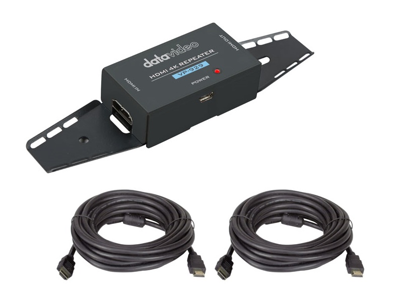 VP-929 KIT 4K HDMI Repeater and 2x 35ft HDMI Cables by Datavideo