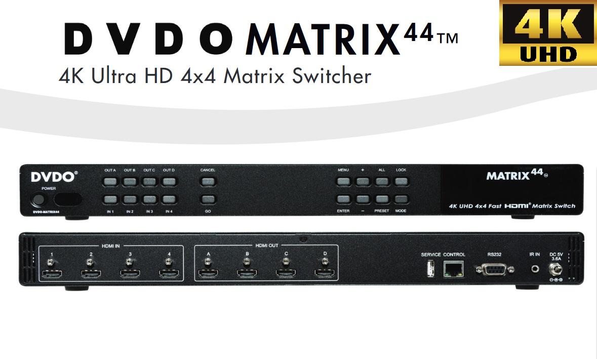 MATRIX 4x4-b 4K Ultra HD 4x4 Fast HDMI Matrix Switch UHD (RS232/IR/IP) by DVDO